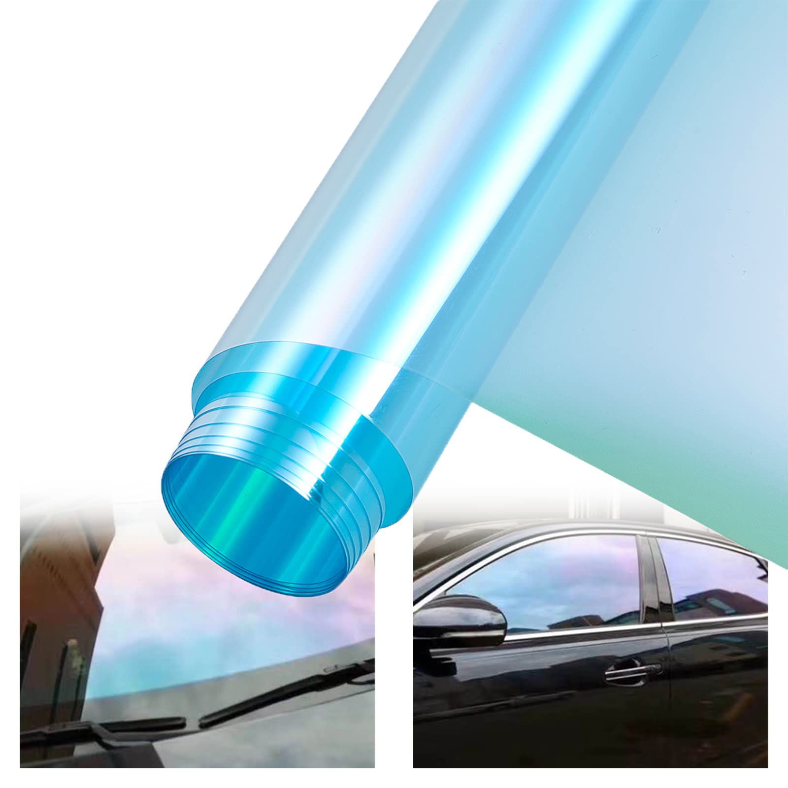 ATMOMO Light Blue Chameleon Windshield Tint Car Windshield Sun Shade Tint Reflective Glass Film 29.5'' x 118''