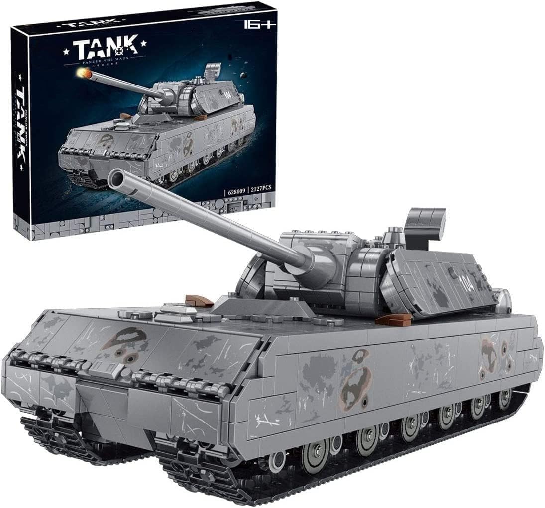 FULHOLPE Technic Tank Building Model Kit, 2127 PCS Panzer VIII Maus WW2 Military Tank Building Set, Army Tank Construction Set Tank Model Kit Construction Toy Compatible with Major Brands