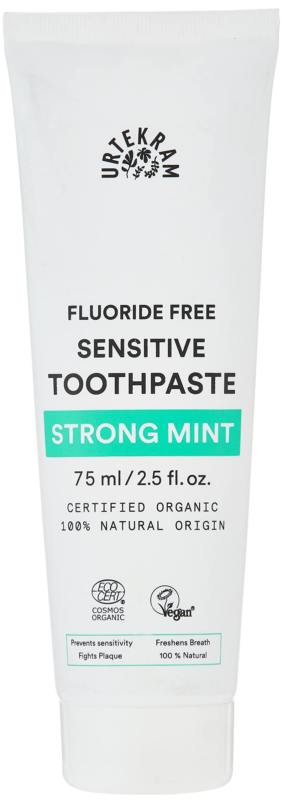 UrtekramToothpaste - Strong Mint - Bio 9 - 75 ml, Vegan, Organic, Flour Free, Natural Origin