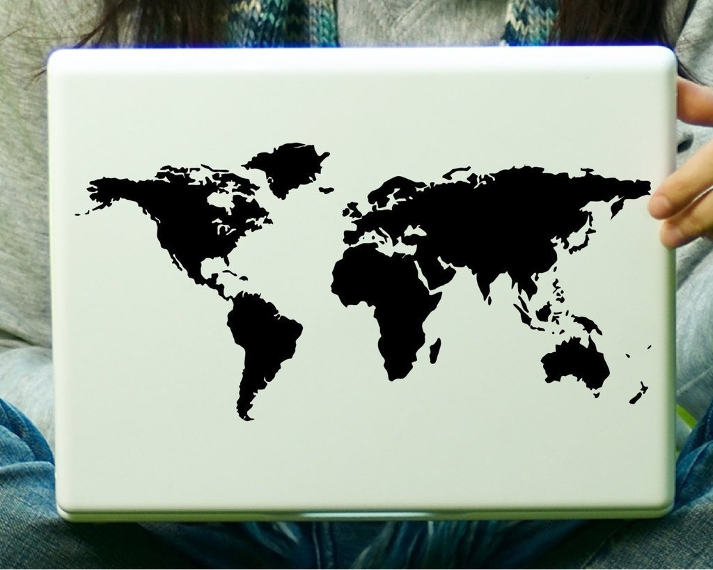 FusionGraphix Map World Laptop Vinyl Sticker (Black)