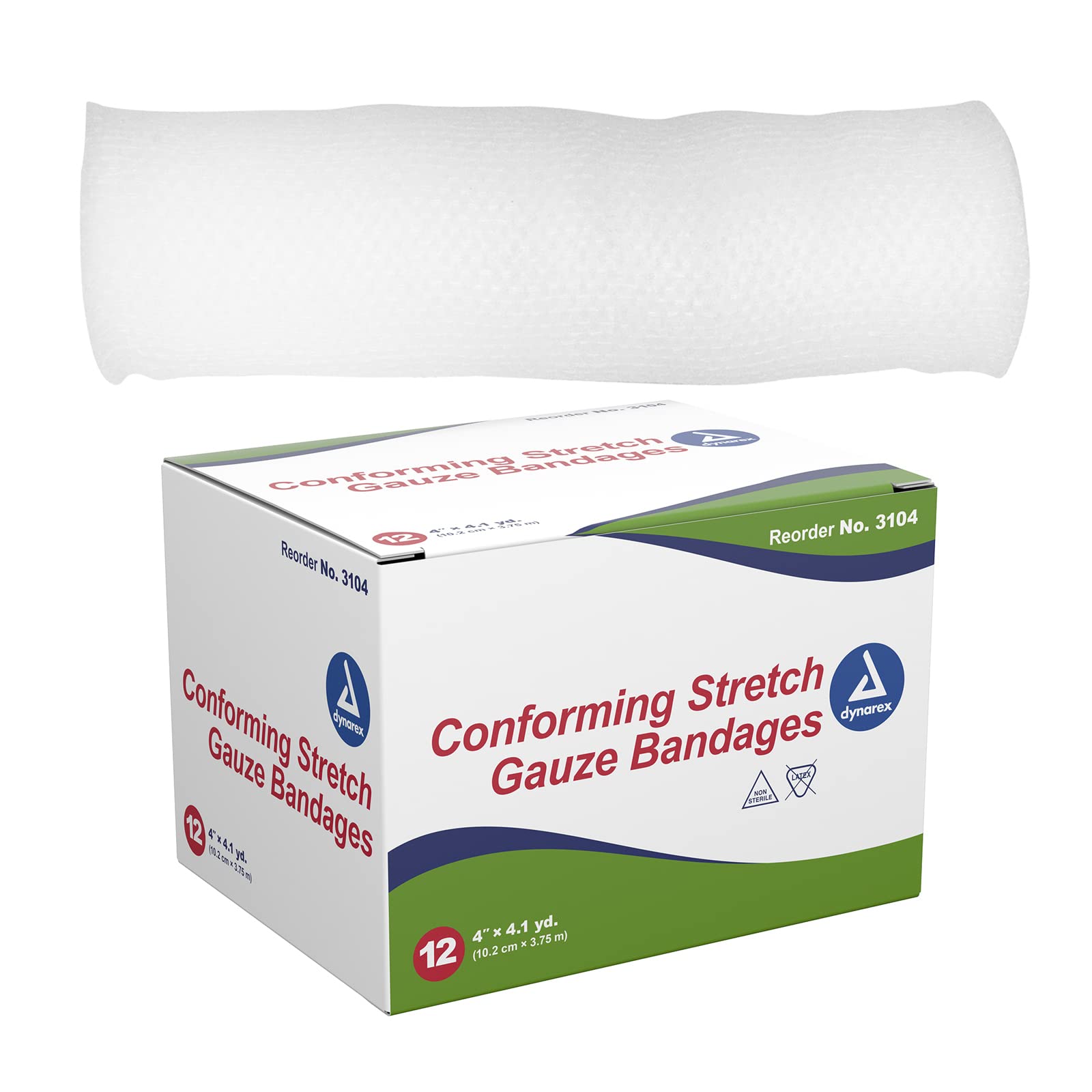 DynarexNon-Sterile Stretch Gauze Bandage Roll - Pack of 12