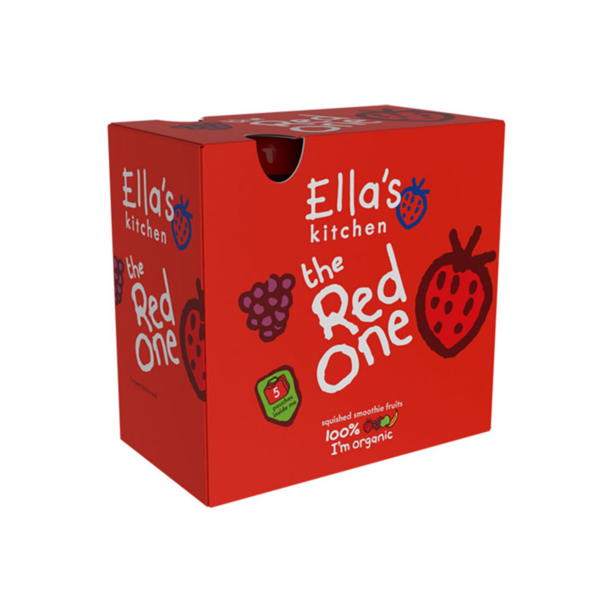 Ella's KitchenOrganic Squished Smoothie Fruits - The Red One, 6+ Months Baby Food, Gluten & Dairy Free - Pack of 4 Each 90g