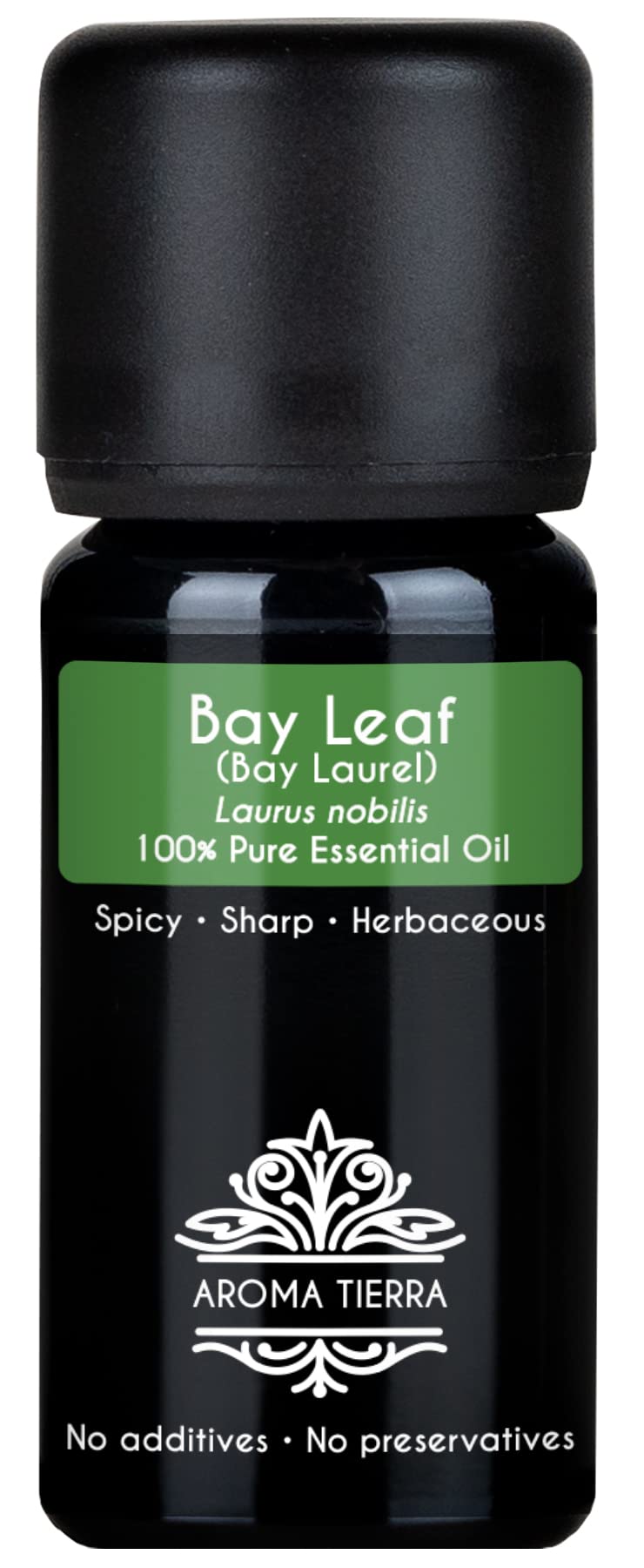 Aroma Tierra Bay Leaf Essential Oil (Bay Laurel) - 100% Pure, Natural, Therapeutic Grade – For Aromatherapy, Hair care, Wellness, Diffuser - 10ml