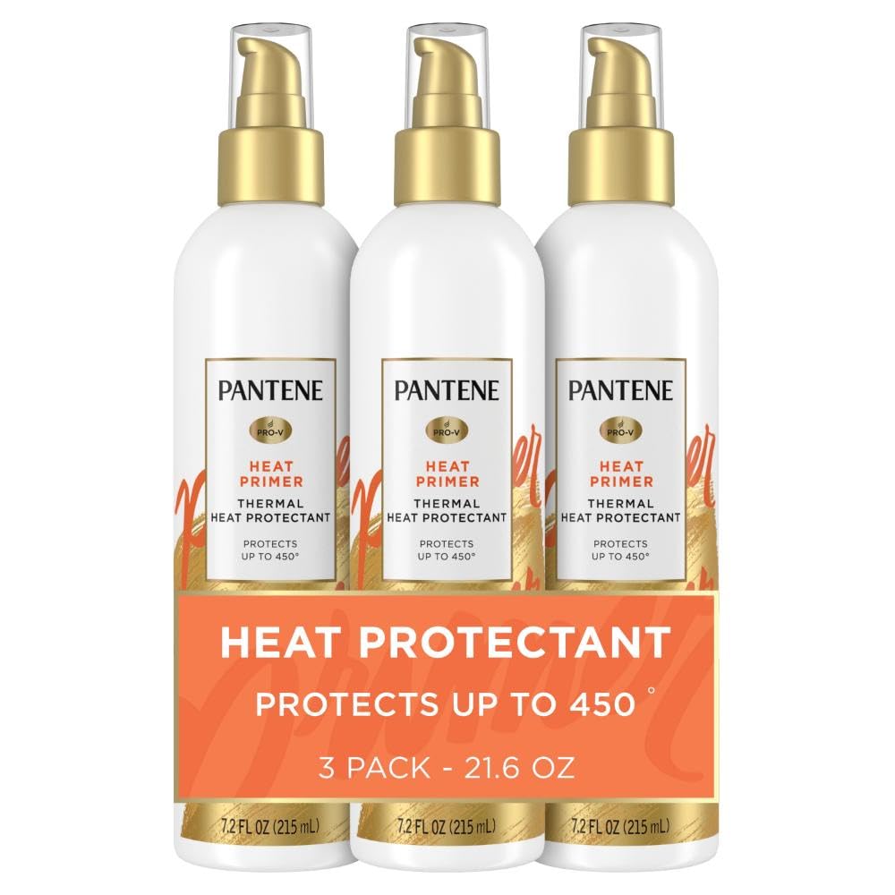 PantenePro-V Heat Protectant Spray, Thermal Heat Primer for Hair, Pack of 3, 21.6 oz total