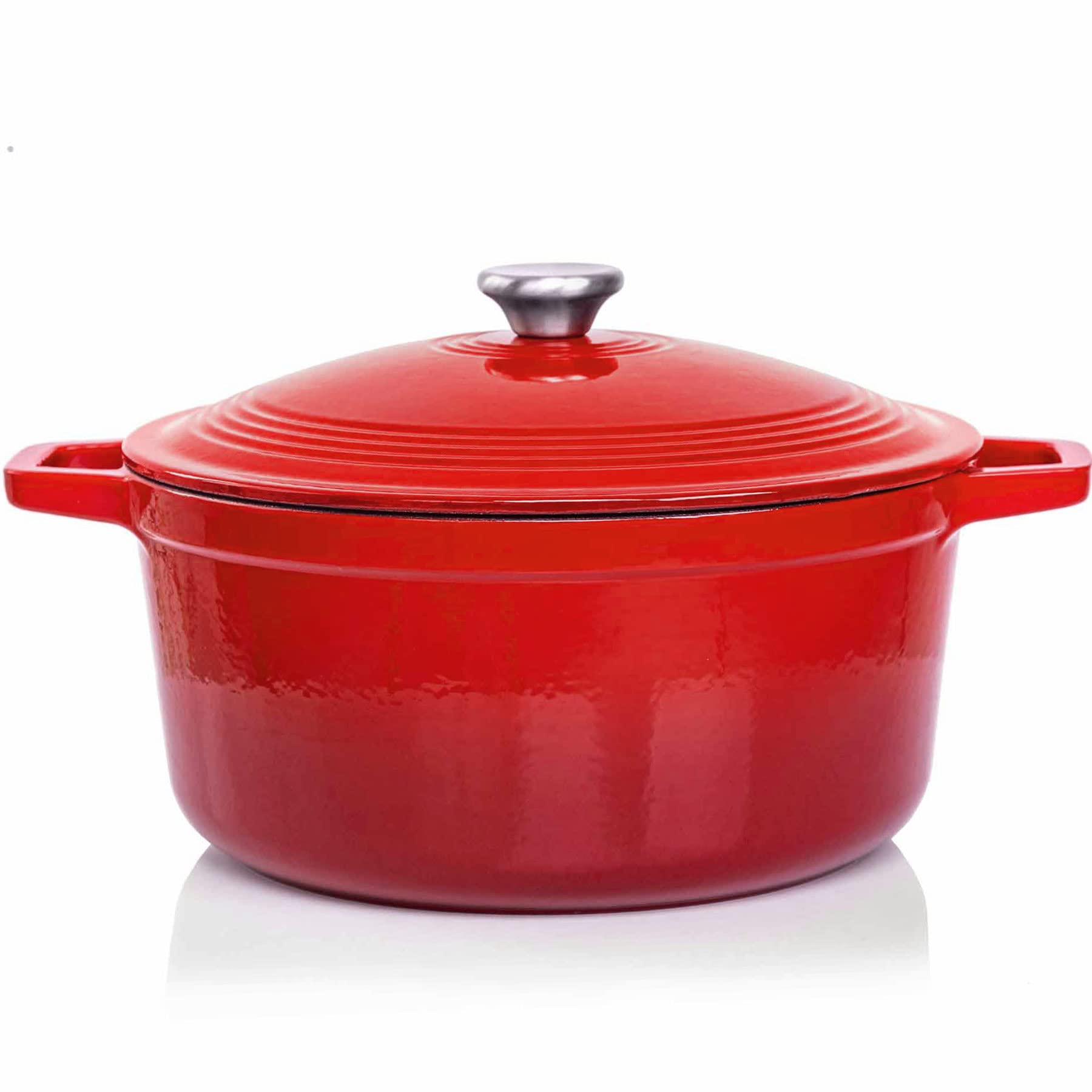 VeoHome Cast Iron Casserole Pot Suitable for Induction and All Heat Sources 6 Litres - Diameter 28 cm