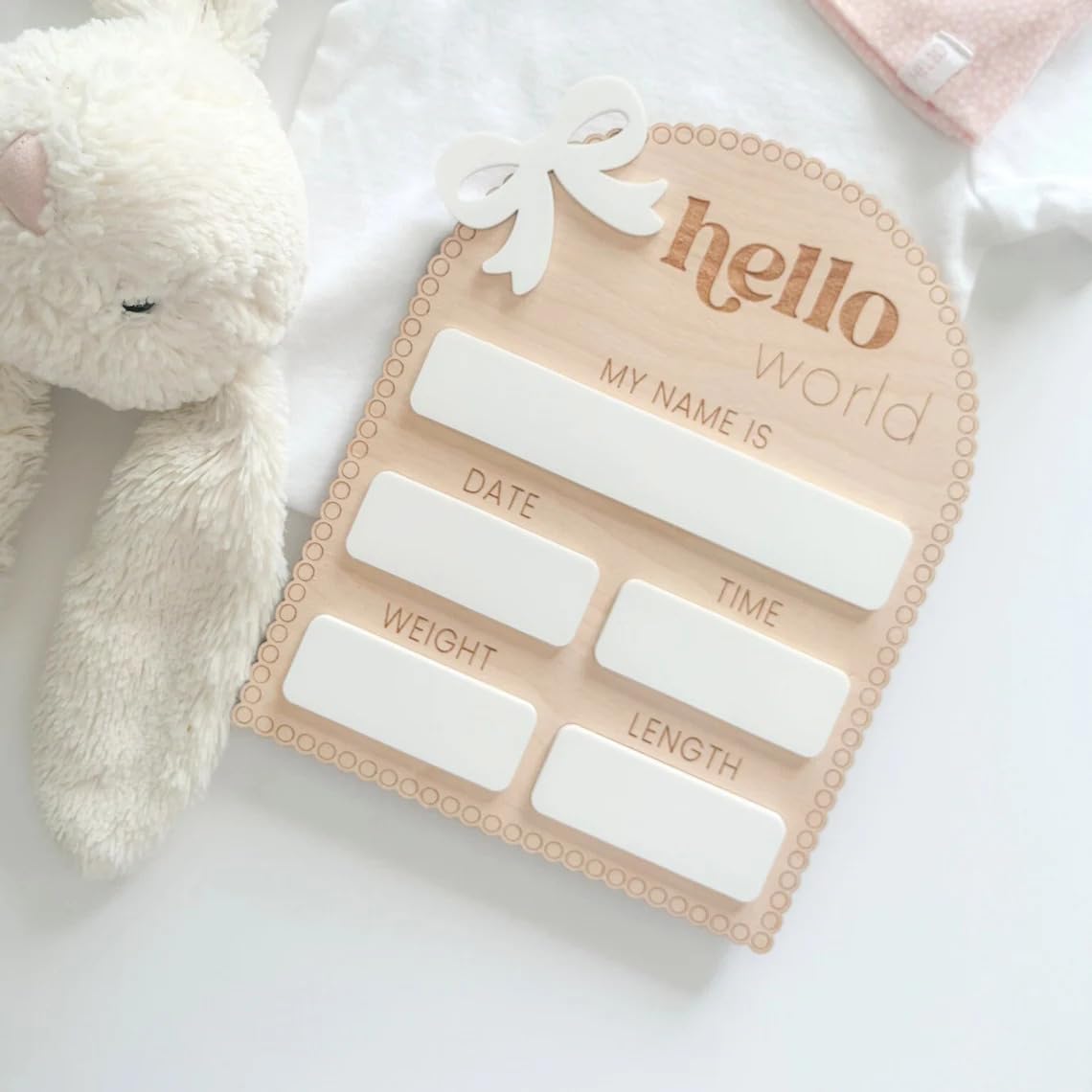 Haoser Hello World, Baby Dry Erase Birth Stats, Photo Prop|Scallop Design|Baby Birth Reveal,1 Count,Multicolor