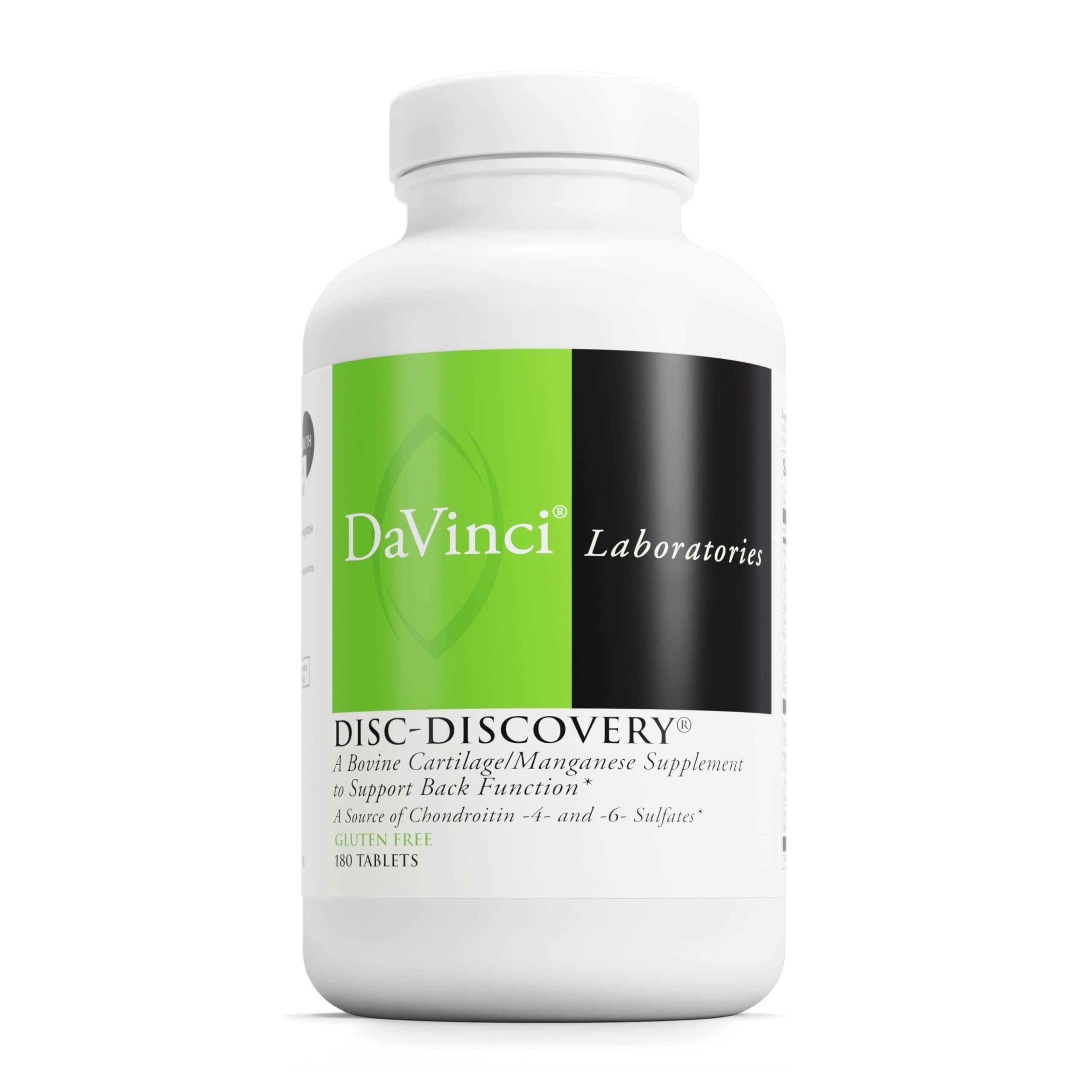 DAVINCILabs Disc Discovery - Dietary Supplement to Support Spinal Health - With Vitamin C, Vitamin D3, Bovine Tracheal Cartilage, Apple Pectin, Horsetail Powder, and More - Gluten-Free - 180 Capsules