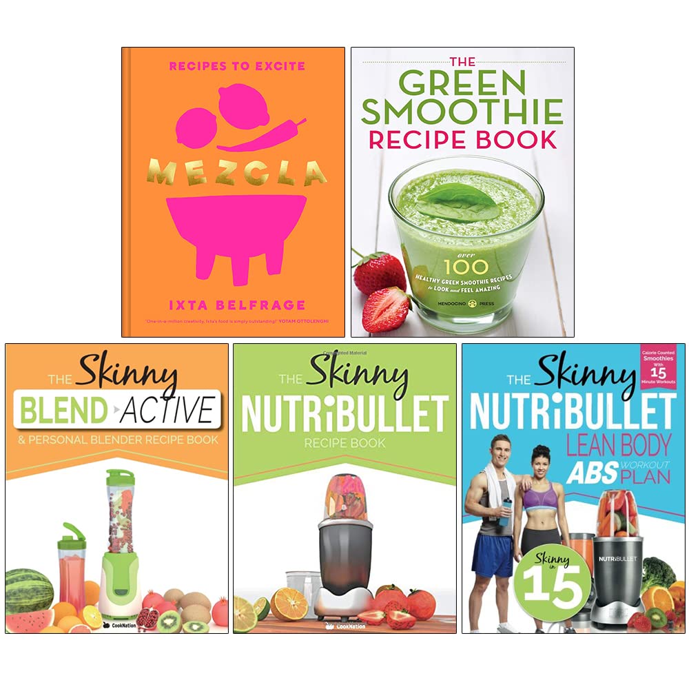 Mezcla Recipes To Excite [Hardcover], Green Smoothie Recipe Book, Skinny Blend Active & Personal Blender Recipe Book, Skinny Nutribullet Recipe Book, Lean Body Abs Workout Plan 5 Books Collection Set