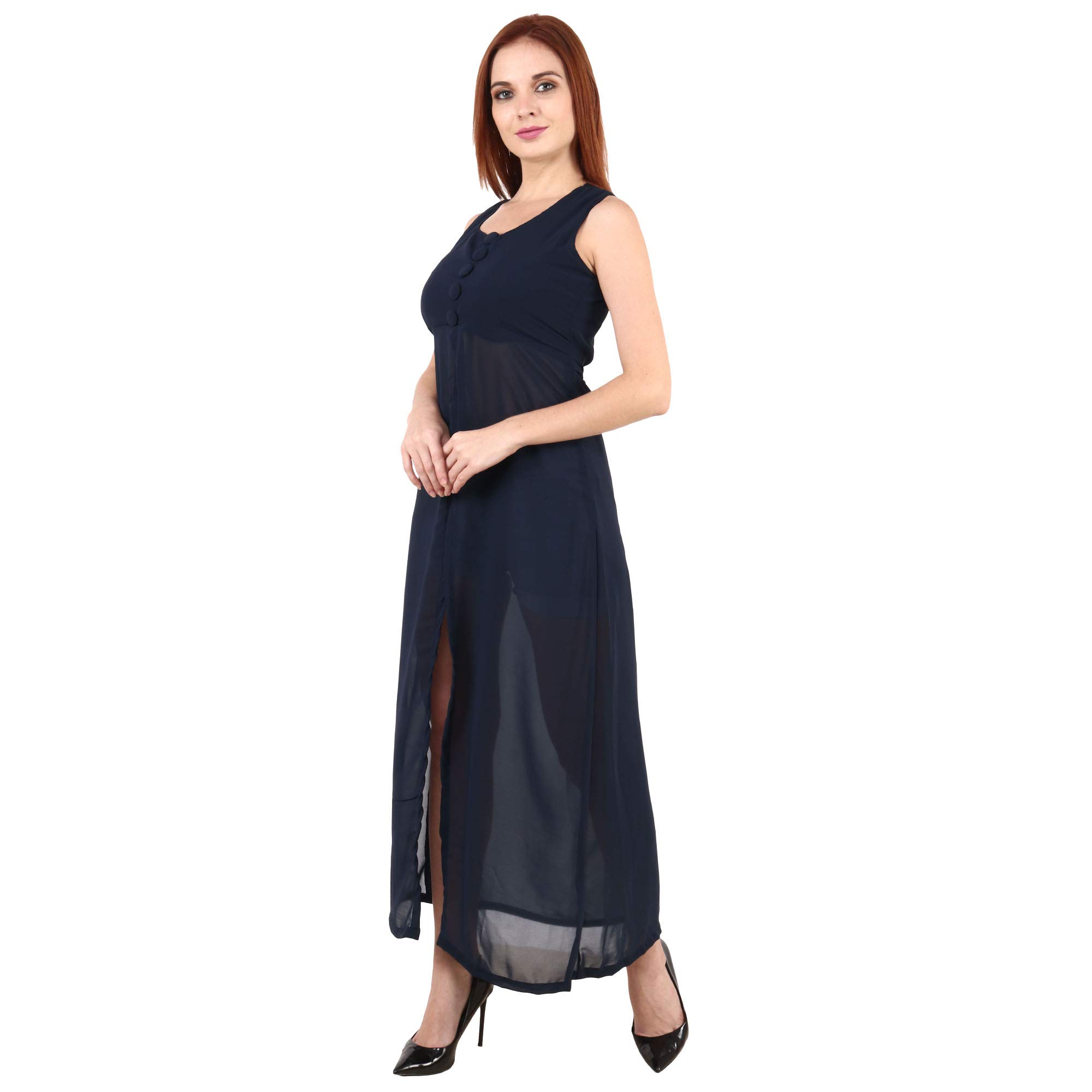 Shyammc MYLOOKUP Black Georgette Long Dress for Women