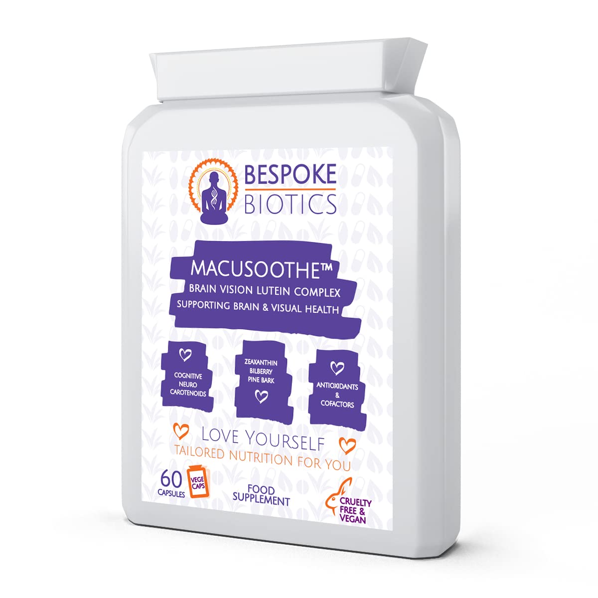 MACUSOOTHE Eye Complex Premium Vision Support, Eye Pressure, Age Related, Blue Light (from Smartphones) | Contains Zeaxanthin, Lutein, Bilberry & Pine Bark | UK Made | GMP Standards