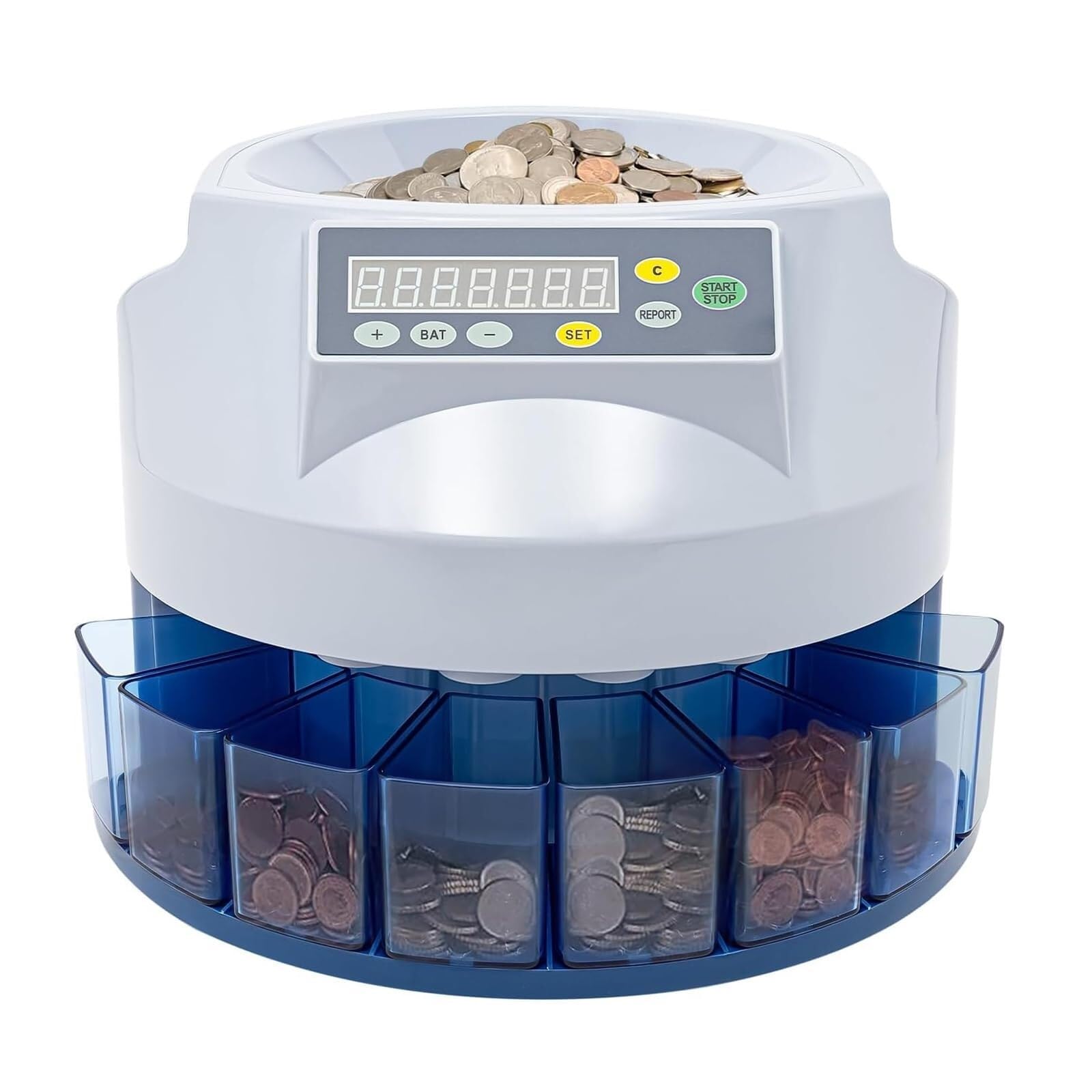 Coin Sorter Machine, Electric Coin Counter with Fault Self-Check Function, 216 Units/min and LED Display Easy to Observe, Supports All Coins and Durable, for Businesses, Shops, Supermarket