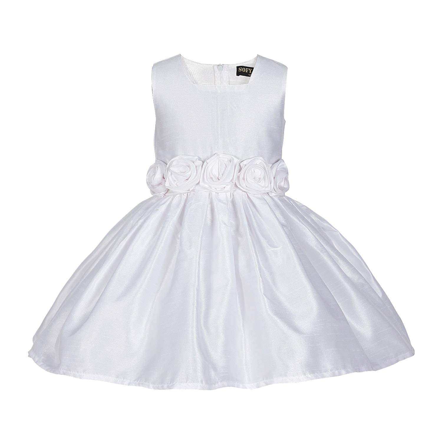 Christmas Long Kids Princess Dress for Girls Pearl Belt Evening Prom Gown Elegant Party Wedding Costumes Children Clothing 1-10Y White