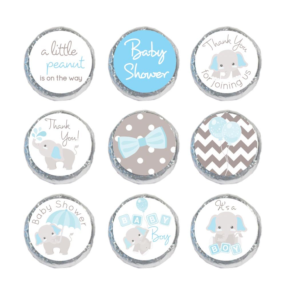 Mini Candy Stickers Gray Elephants Set of 324 (Light Blue)