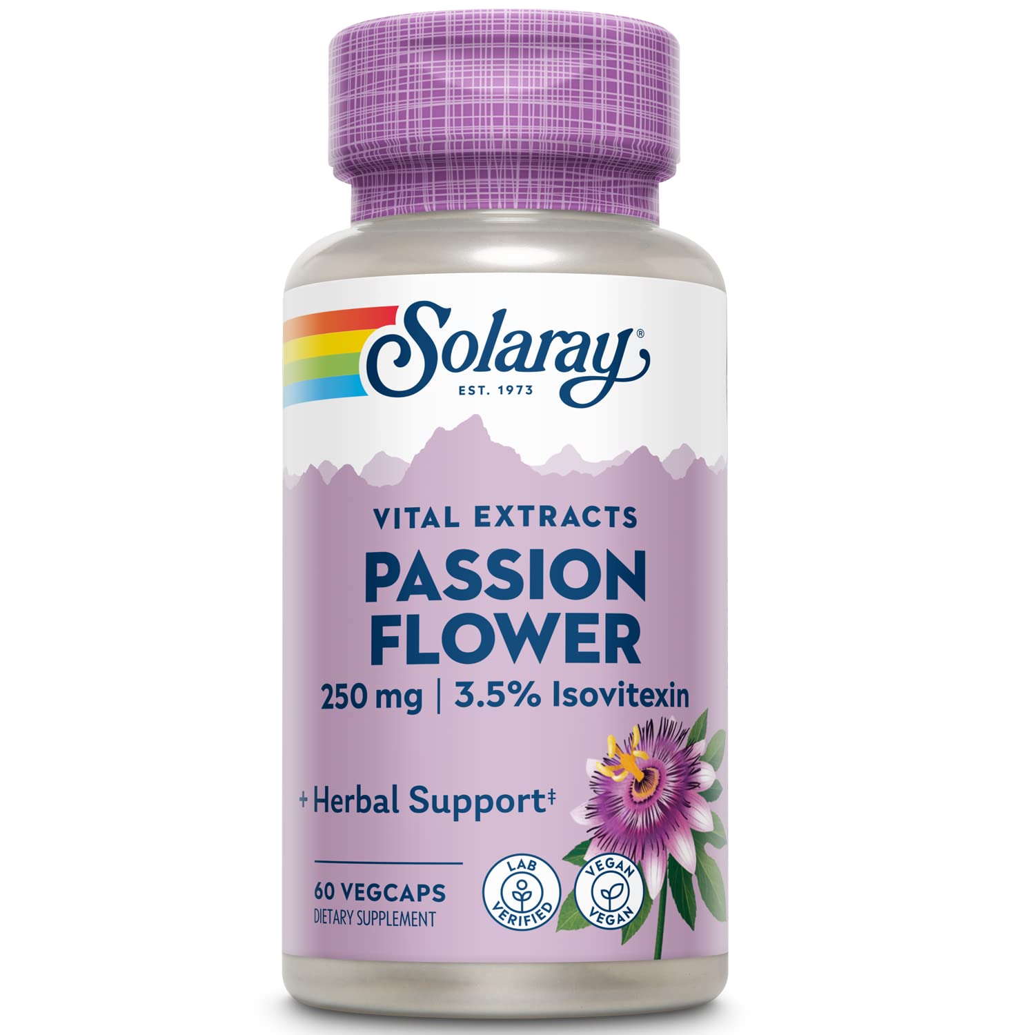 Solaray Passion Flower Extract Supplement, 250 mg | 60 Count