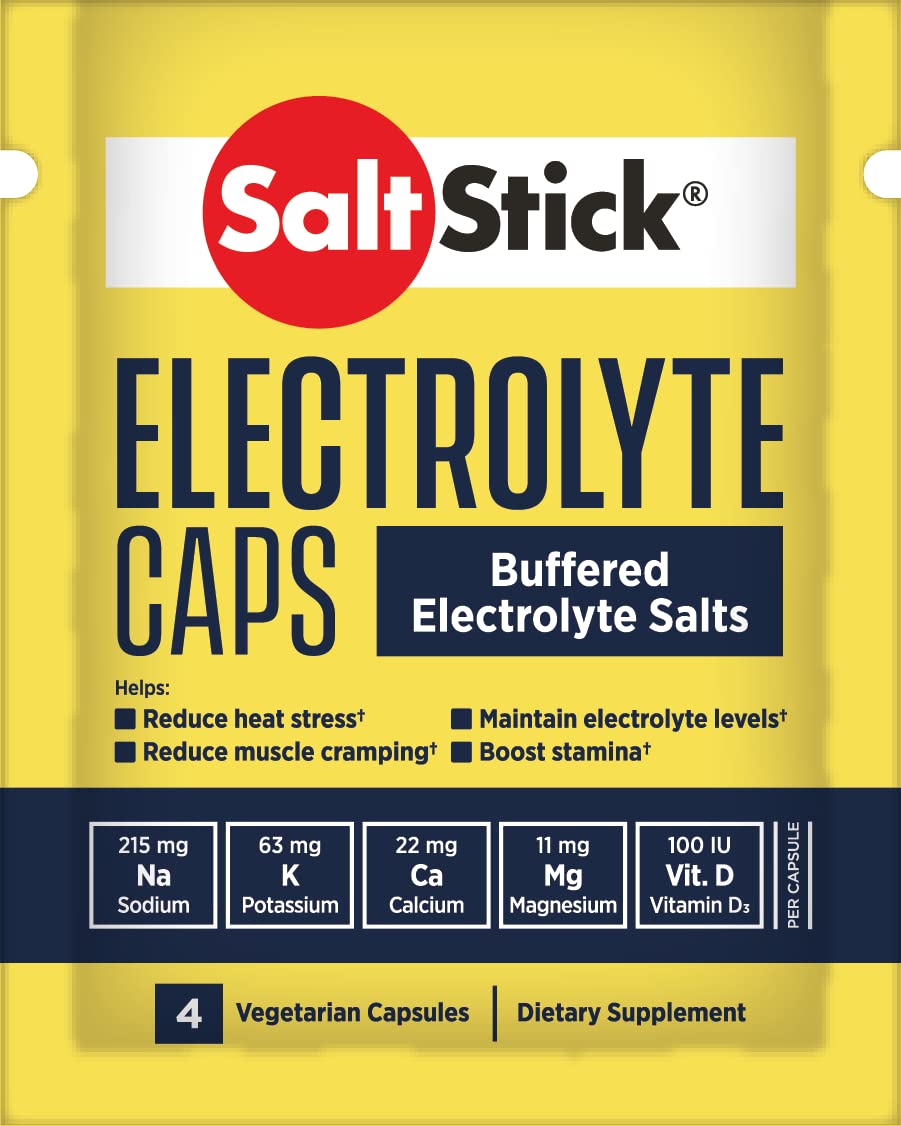 SaltStick Electrolyte Capsules - Salt Pills and Electrolytes for Running, Hydration, Leg Cramps Relief, Sports Recovery - Salt, Magnesium, Potassium, Vitamin D3-24 Packets, 4 Capsules per Packet