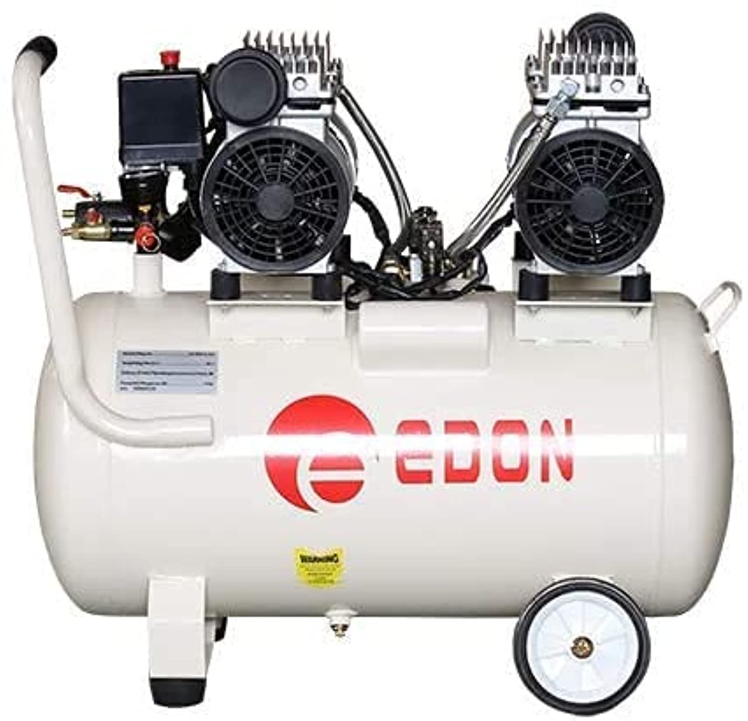 AQSON Edon Silent Air Compressor with Double Head and Air Inflator Gauge Kit, 550W, 50L