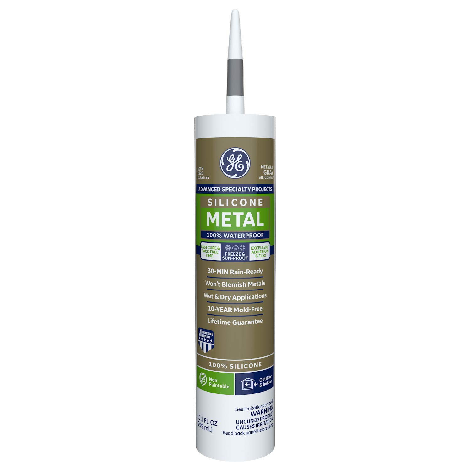 Momentive GE GE5050 Silicone II Aluminum and Metal Sealant, 10.3 oz Tube, Metallic Gray