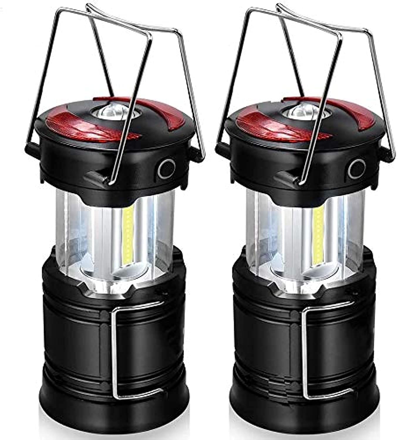 Flyouth Pack of 2Pcs 2 in 1 COB+Red LED Tent Lamp Outdoor Camping Light Portable Lantern Working Lighting 4 Lighting Mode for Outdoor, Emergency, Hiking,Camping