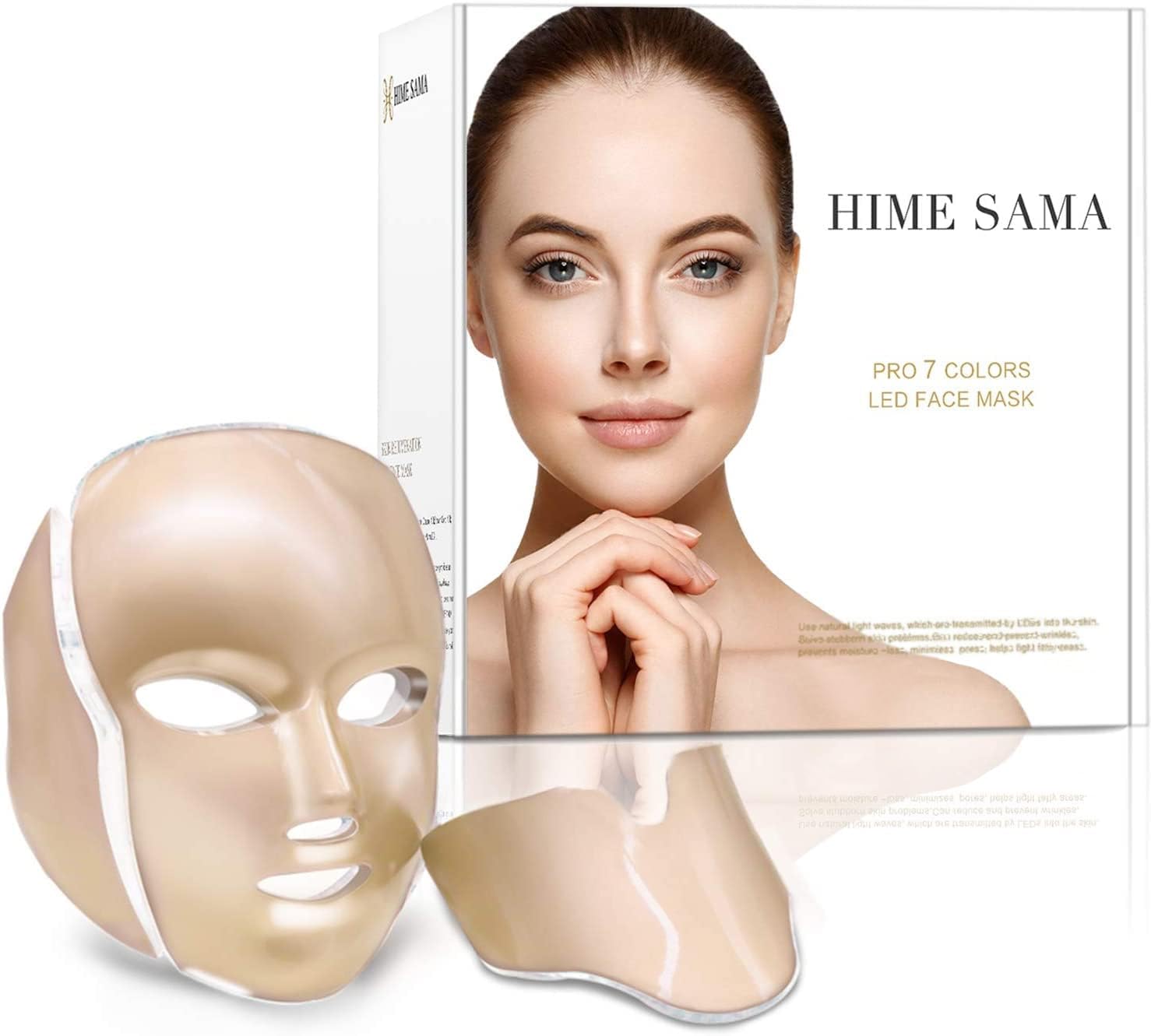 Light Therapy Face Mask-HIME SAMA Pro 7 Color Led Face Mask Skin Care Rejuvenation Face & Neck Mask Spot Removal Wrinkles Facial Skin Care Mask Home and Travel Use. (A-021)