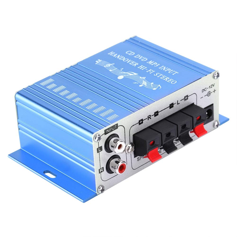 GoshydaMini Digital Car Auto Amplifier, HiFi Audio Music CD DVD MP3 FM Player, Professional Input Operational Amplifier IC, 4 Sound Field Modes of DSP, 12V Power Supply (Blue)