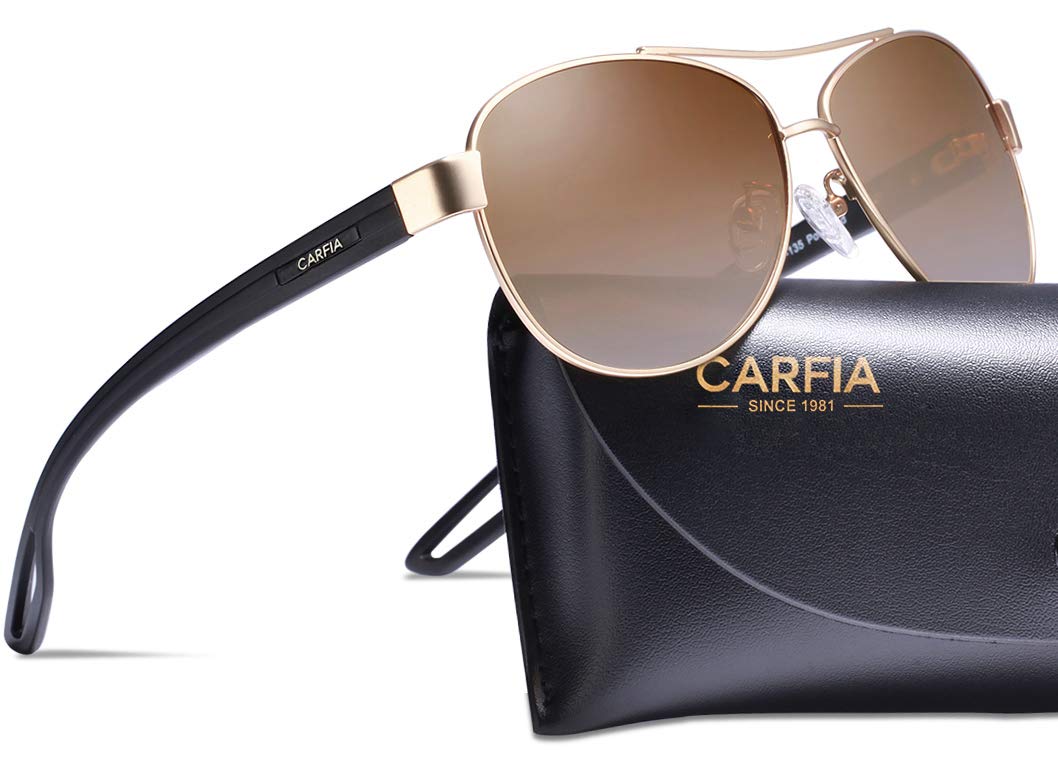 CarfiaPolarized Sunglasses for Women UV Protection Ultra-Lightweight Comfort Metal Frame Driving Glasses CA3210