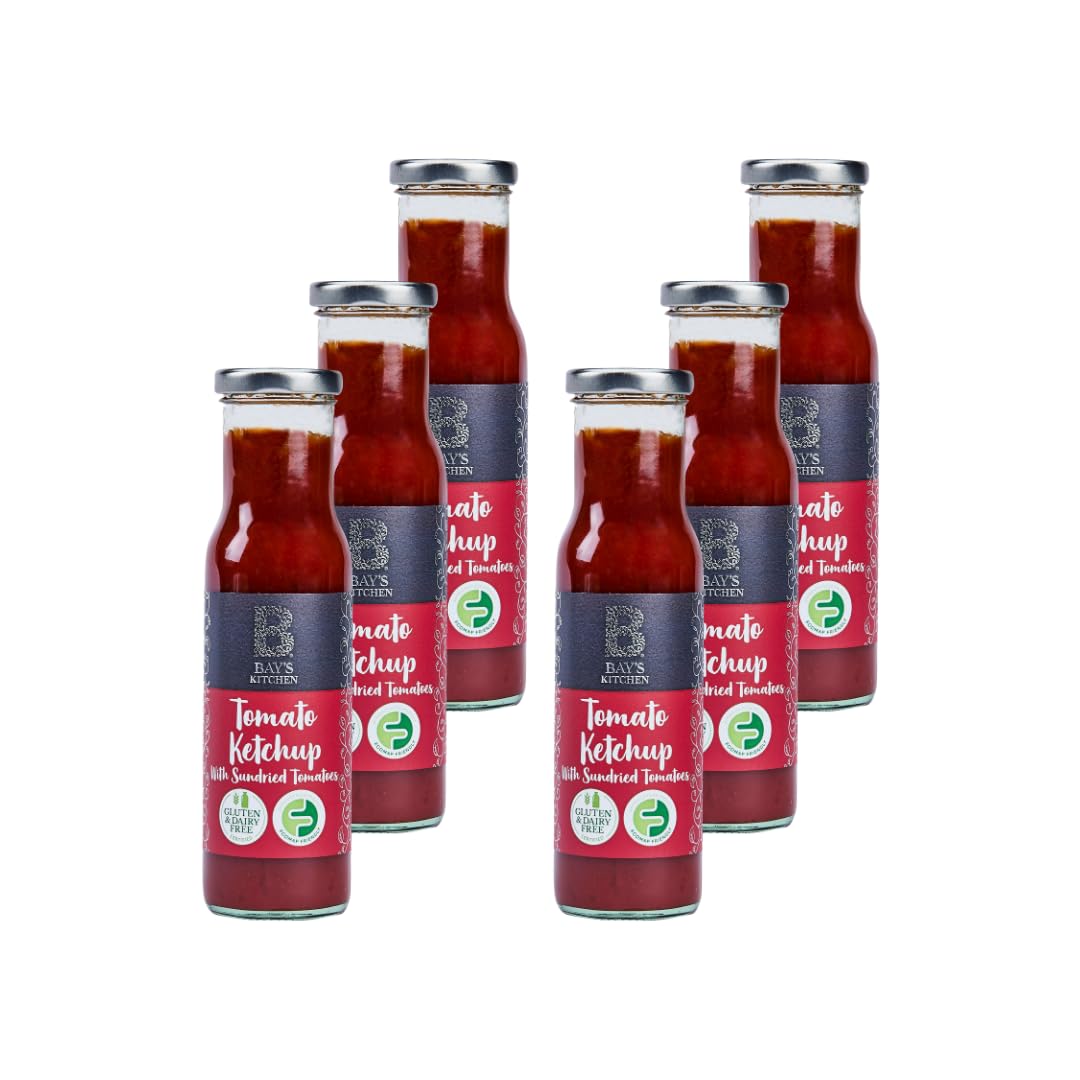 Bay's Kitchen Low FODMAP Tomato Ketchup with Sundried Tomatoes for Home Cooked Food, Gluten-Free, IBS-Friendly and Suitable for Vegans (6 x 270g Bottle Multipack)