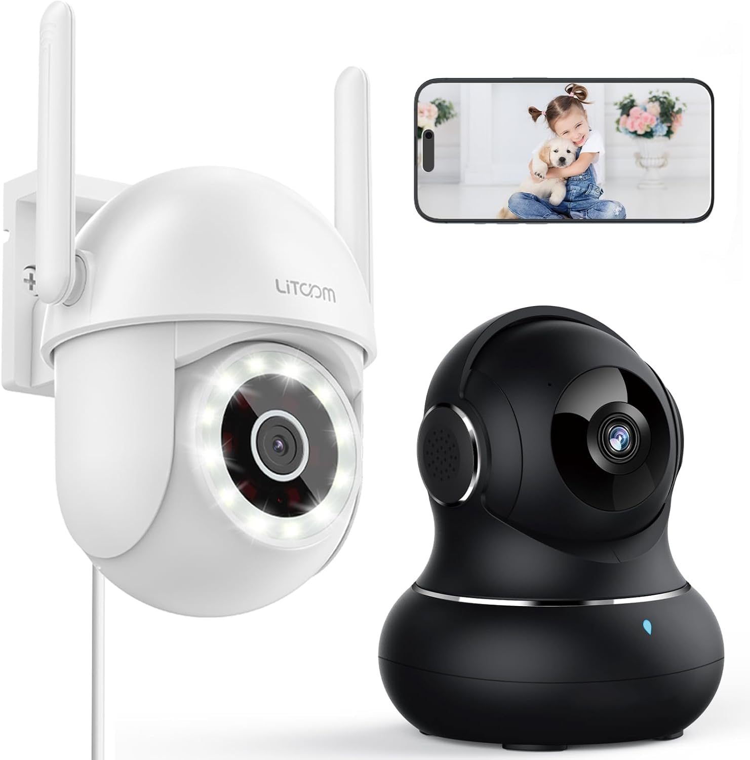 litokam2.5K Security Camera Outdoor, 2.4G Wi-Fi Camera for Home Security Outdoor with AI Motion Detection, 360° PTZ Surveillance IP Home Camera Outside with Color Night Vision, Siren & 2-Way Talk