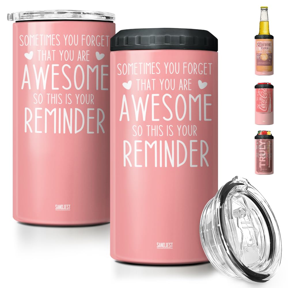 SANDJEST Inspirational Tumbler 12oz - 4 in1 Sometimes Reminder Motivational Tumblers Travel Mug Cans Coozie Insulated Cup - Awesome Christmas, Birthday Inspiration Gifts for Women, Friends, Besties