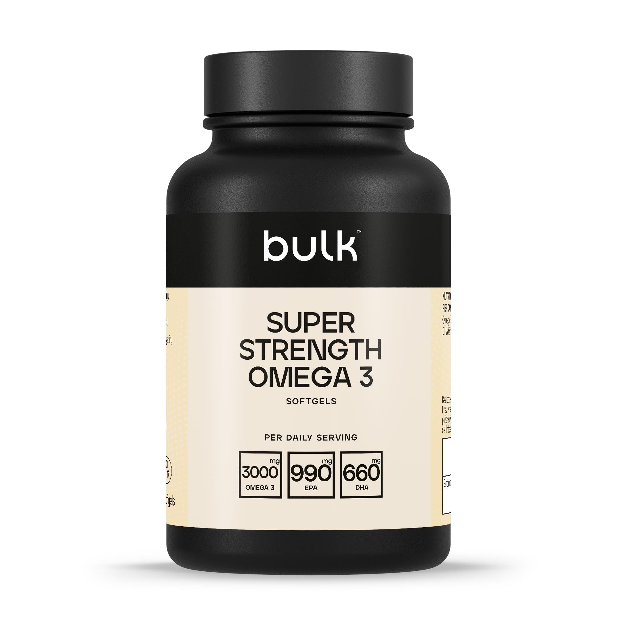 Bulk Super Strength Omega 3 Softgels, 3000 mg per Serving, 990 mg EPA & 660 mg DHA per Serving, Pack of 270, 3 Month Supply, Packaging May Vary