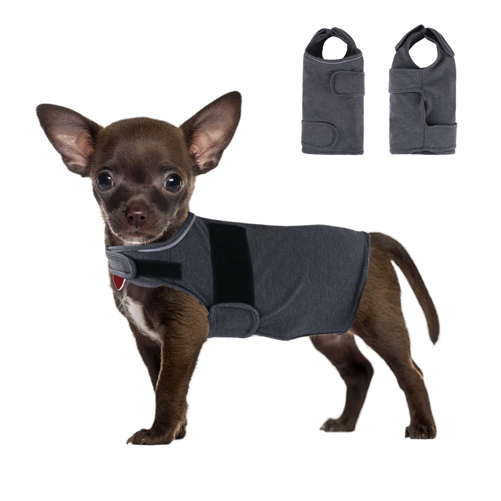 Hi SproutDog Anxiety Relief Calming Vest, Fireworks, Thunderstorm, Separation Canine Stress Relief Coat, Anti Anxiety Jacket for Dogs (Grey, M)