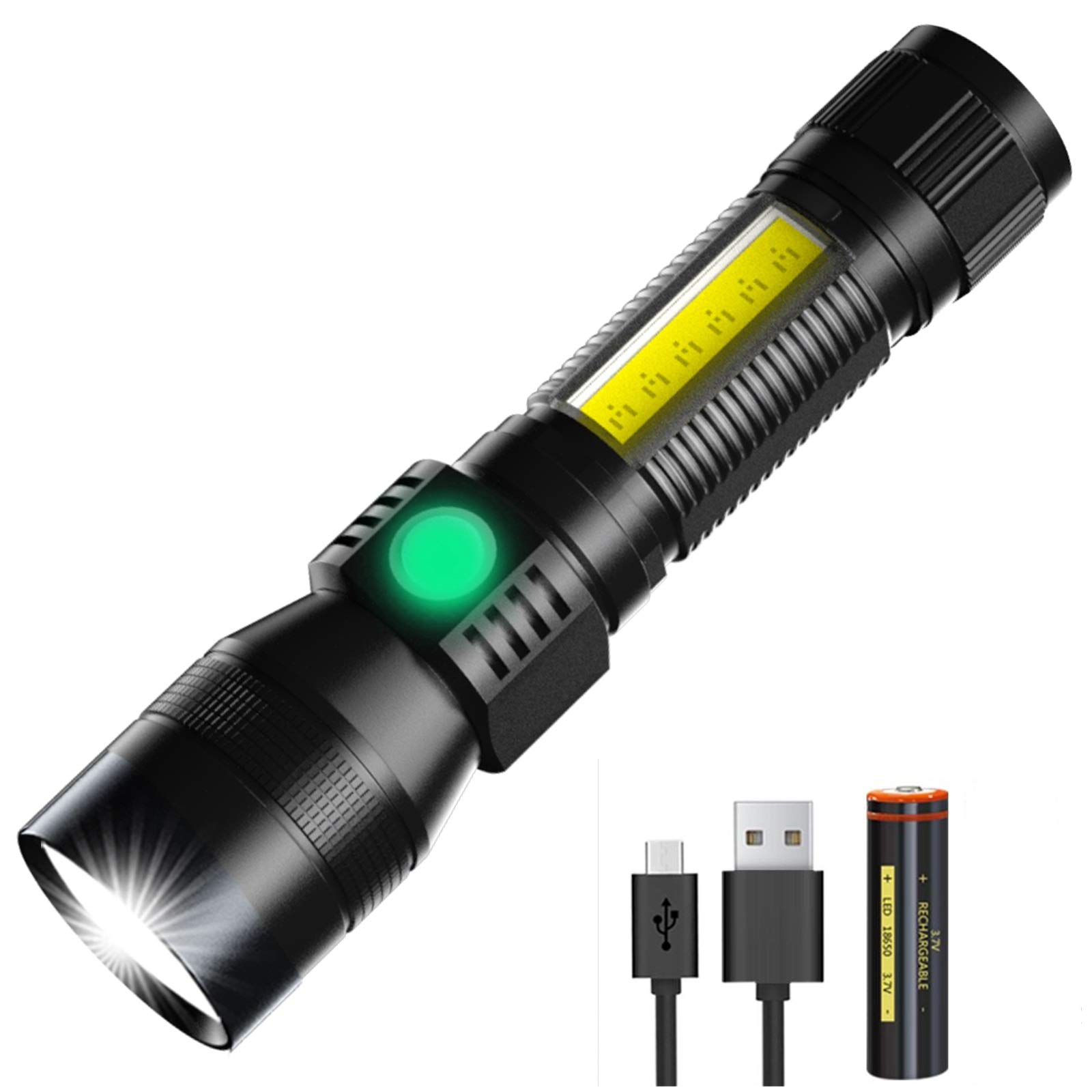 AOMEES UV flashlight zoom bar 395 nm black light flashlight extra light rechargeable black light bulb IPX5 waterproof mini flashlight 18650 battery with 7 positions for children outdoor camping hiking