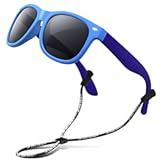 RIVBOS Kids Sunglasses Polarized UV Protection Flexible Rubber Glasses Shades with Strap for Boys Girls RBK004