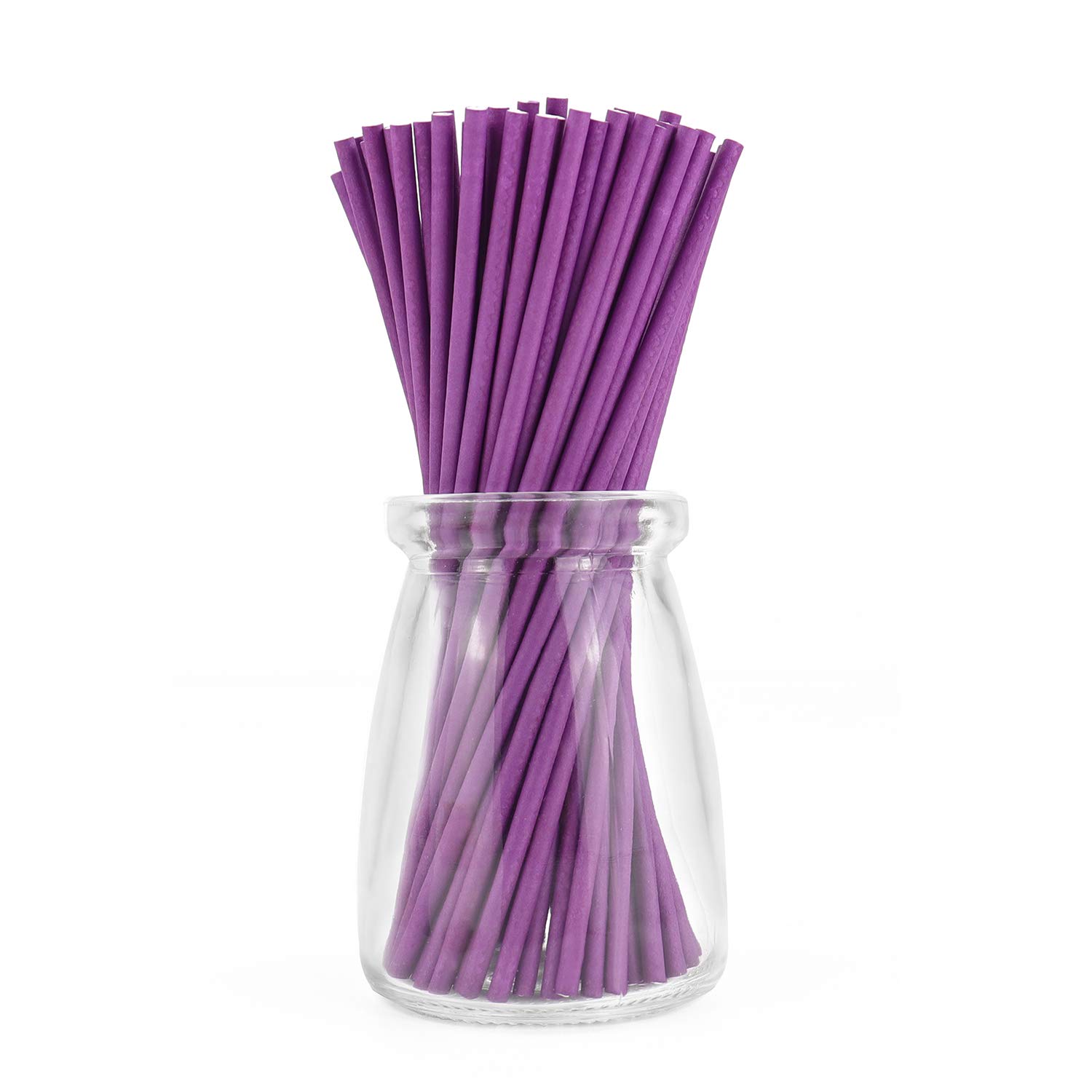 Dealglad 100pcs Paper Lollipop Sucker Sticks for Cake Pops Candy, 6-Inch by 5/32-Inch (Purple)