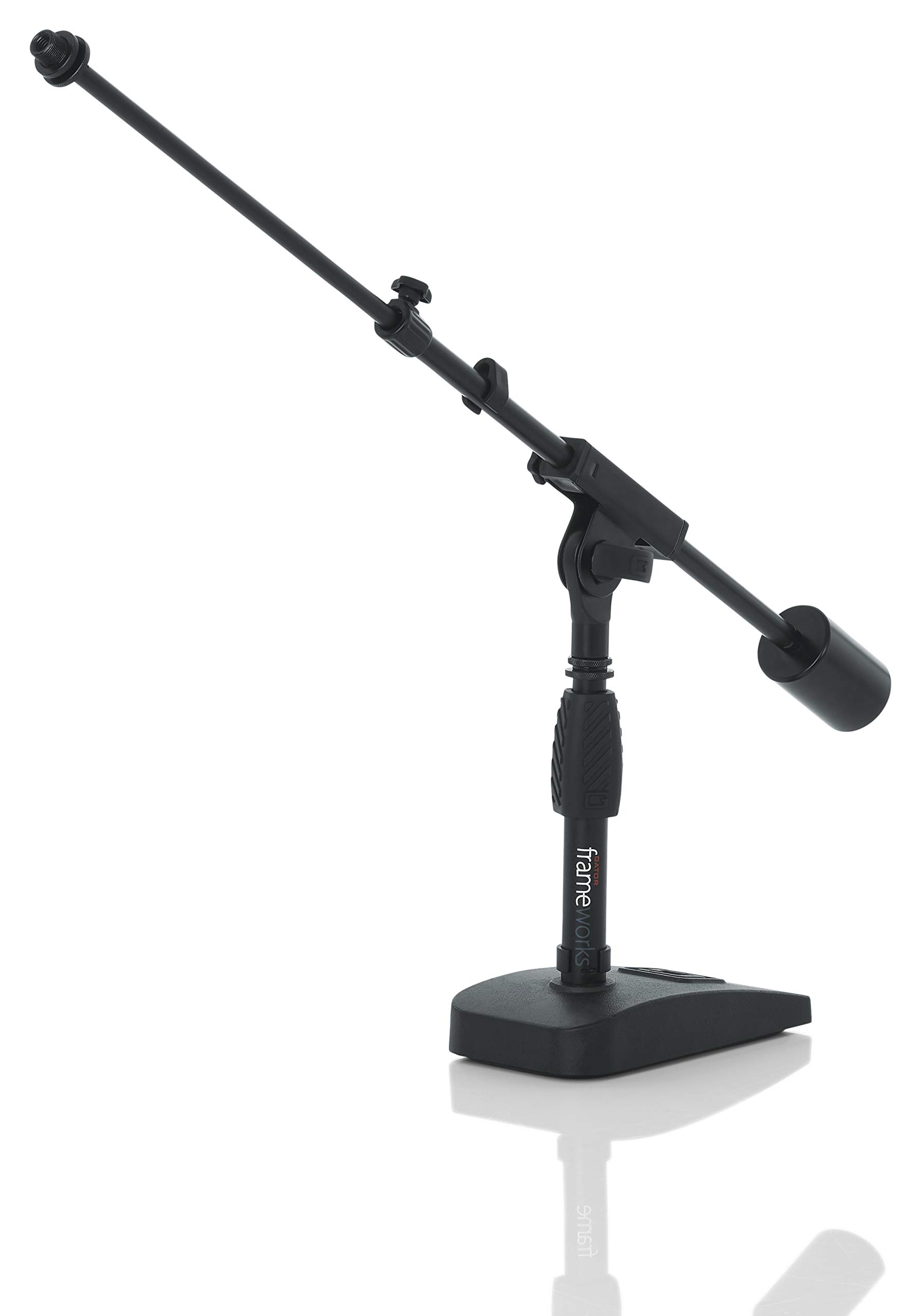 GatorFrameworks Short Weighted Base Microphone Stand with Telescopic Boom Arm and 2.5 Lbs Counter Weight; Ideal for Desktop, Recording, and Streaming (GFW-MIC-0822)