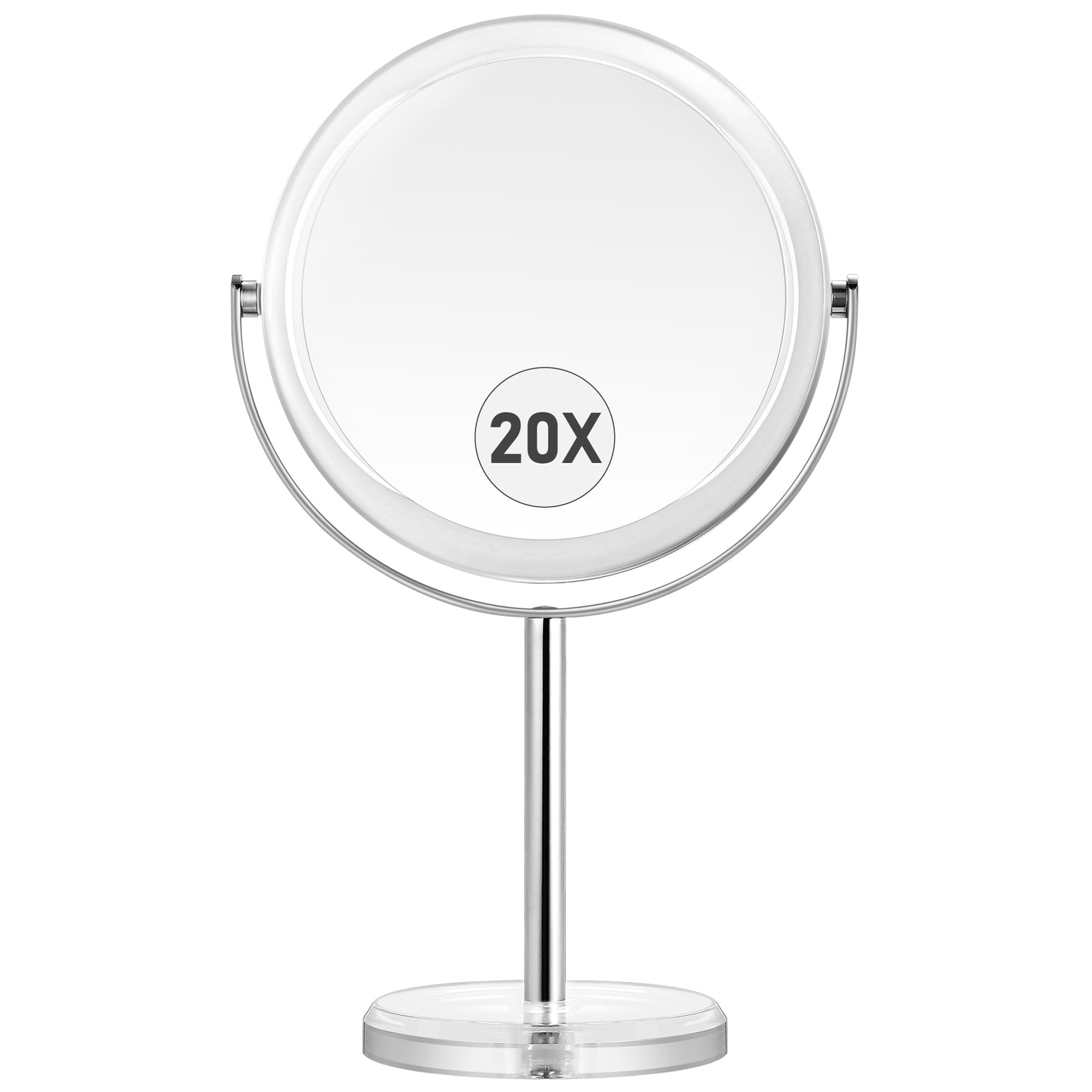 MIYADIVA 20X Magnifying makeup mirror,Double Sided 1X & 20X magnifying mirror with stand,Magnifying mirror 20x,Tabletop Magnified Vanity Mirror with 360°Rotation for Bathroom or Bedroom