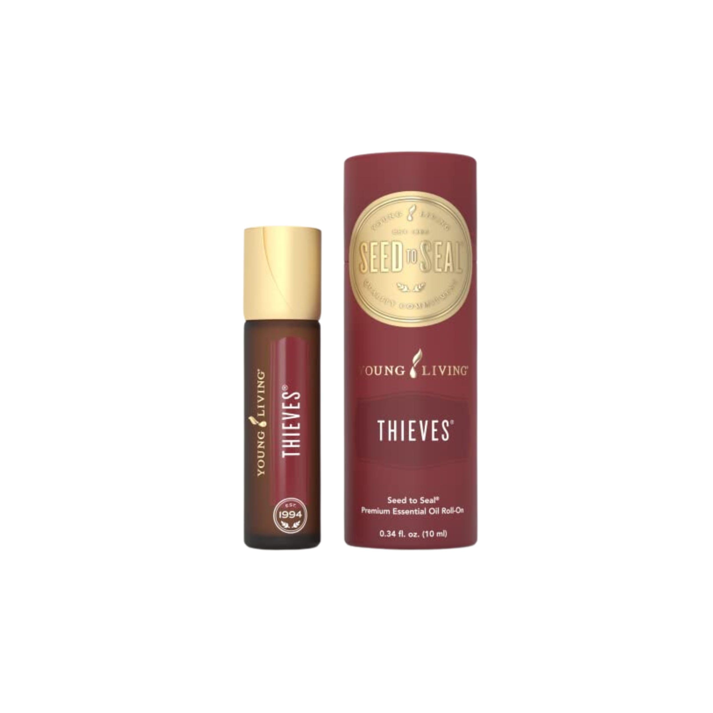 Young Living Thieves Roll-On - 10 ml - Pre-Diluted Essential Oil Blend for On-The-Go Application - a Legendary Blend of Essential Oils. Formulated with Clove, Lemon, Cinnamon Bark, Eucalyptus