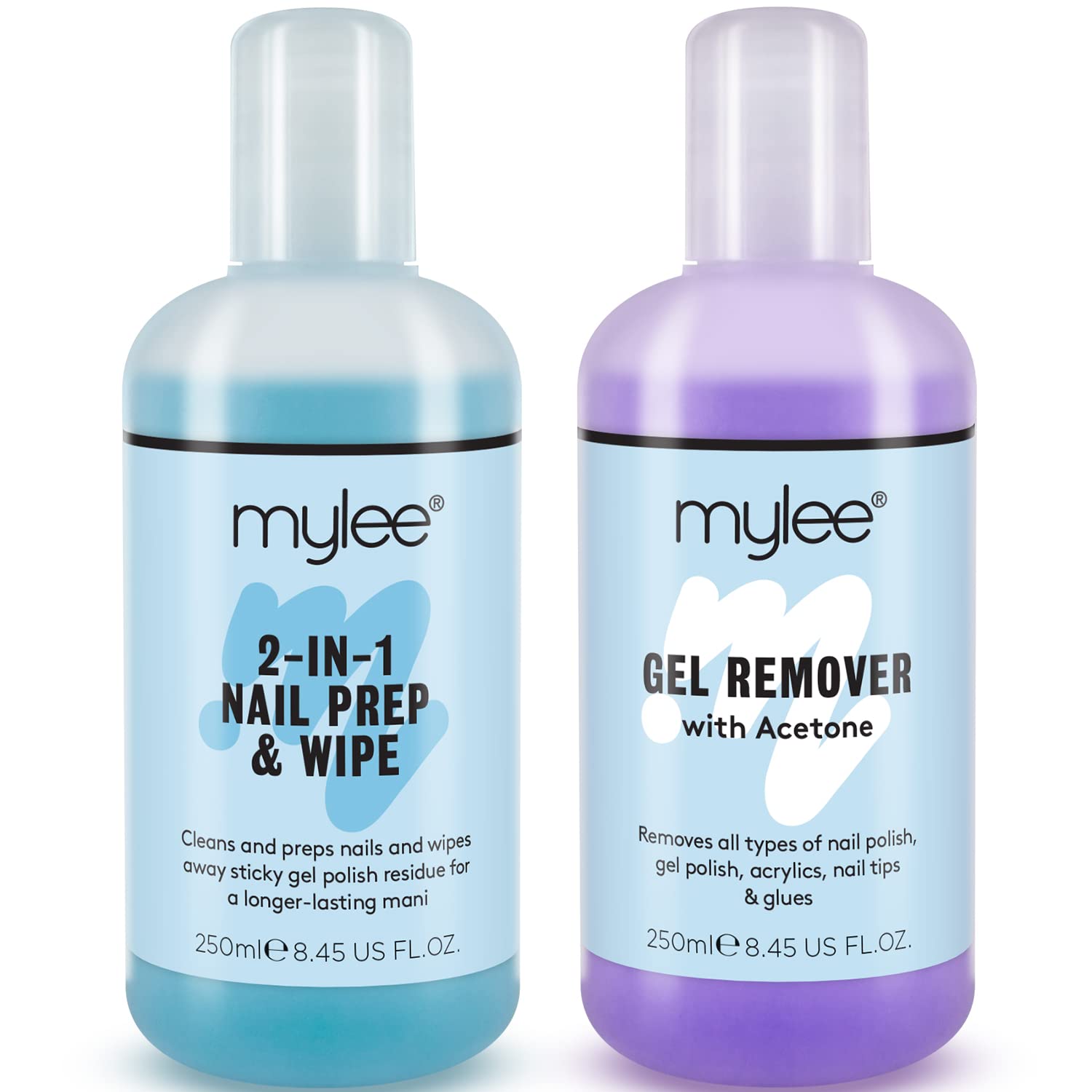 Mylee Nail Gel Polish Prep Wipe + Remover Cleanser UV LED Manicure Acetone 2x250ml by Mylee