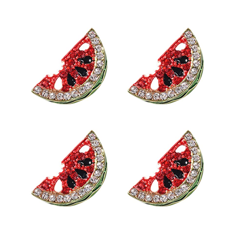 Amosfun 2 Pairs Decorative Watermelon Studs Rhinestone Earrings Watermelon Earrings