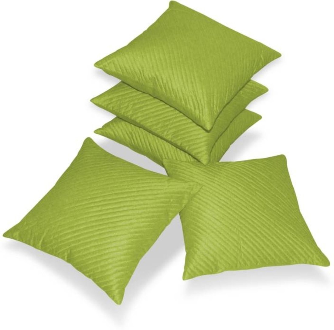 Desi Hault Cushion Covers 16x16 Set of 5 Striped Green Color (40cm x 40cm)