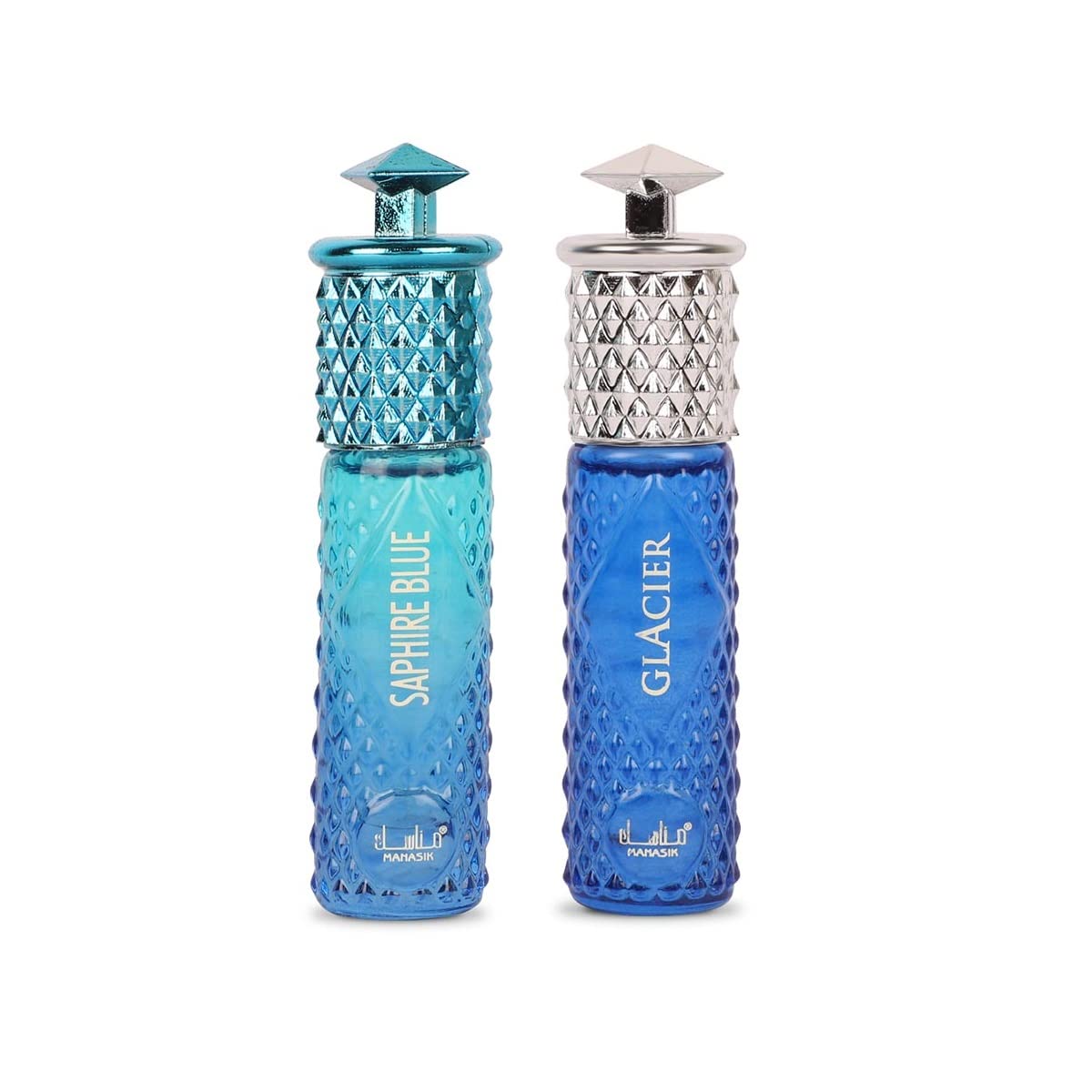 Manasik Set of 2 Alcohol Free Premium Attar, Saphire Blue For Men & Glacier For Men & Women, Fresh & Soothing Fragrance, Long Lasting Roll on Itra, 6ml Each