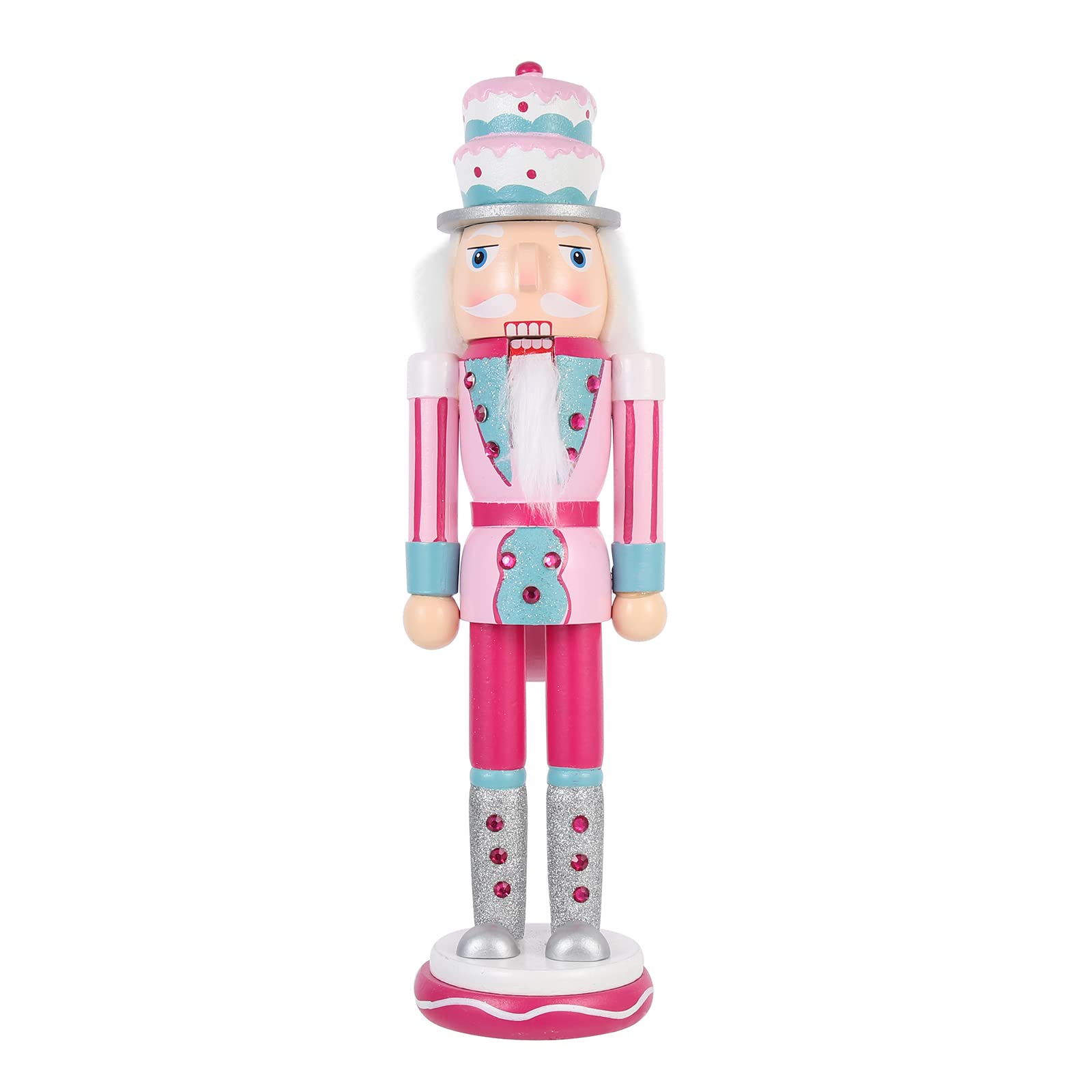 PASOLABE Pink Nutcrackers Christmas Nutcracker Decoration 14 Inch Pink Nutcracker Figures Pink Christmas Nutcracker Soldier Wooden Nutcracker Ornaments for Xmas Gifts