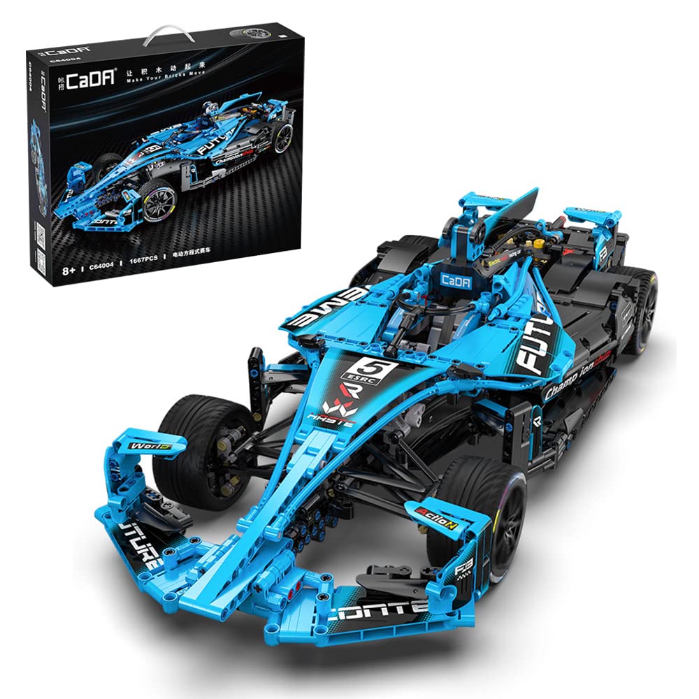 CaDA Master C64004W Formula Racing, 1667 Pieces CADA Master 1/8 Model Sports Car Kit, MOC Technic Super Car Building Blocks, Compatible with Lego Technology (Classic Version)