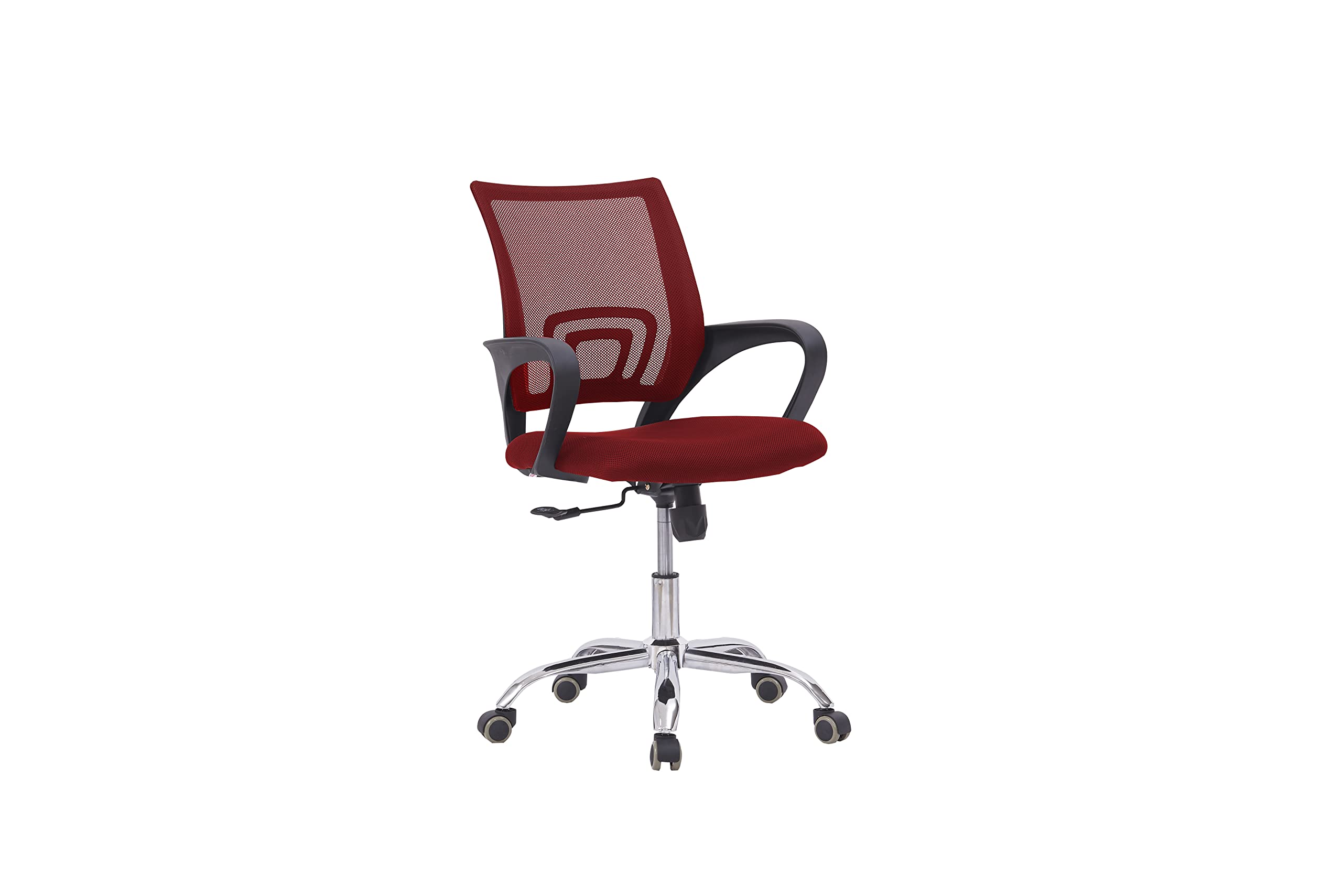 Mahmayi Sleekline 69001 Mesh Chair, Ergonomic Height Adjustable Swivel Desk Chair For Computer Workstation Home Office - (Low Back Task Chairs, Red)