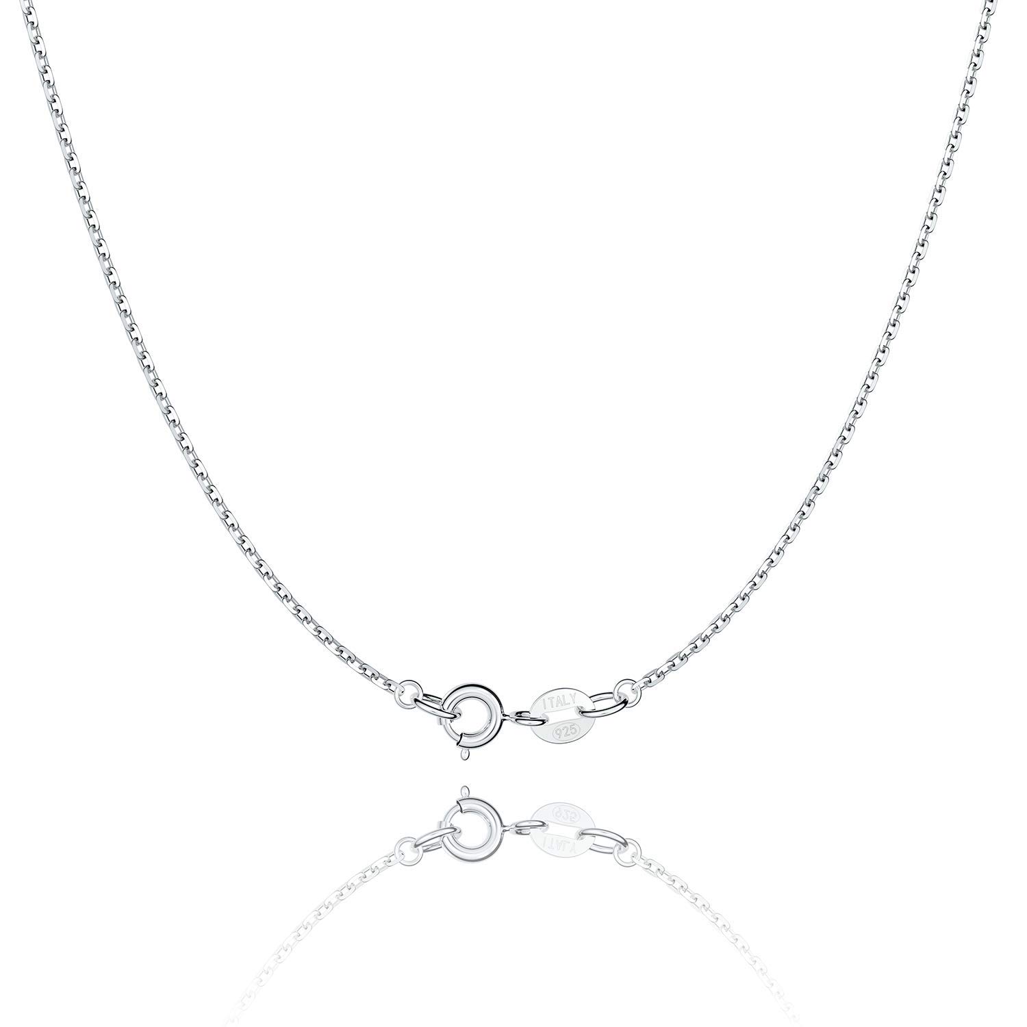 Jewlpire925 Sterling Silver Chain Necklace Chain for Women Girls 1.1mm Cable Chain Necklace Upgraded Spring-Ring Clasp - Thin & Sturdy - Italian Quality 16/18/20/22/24 Inch