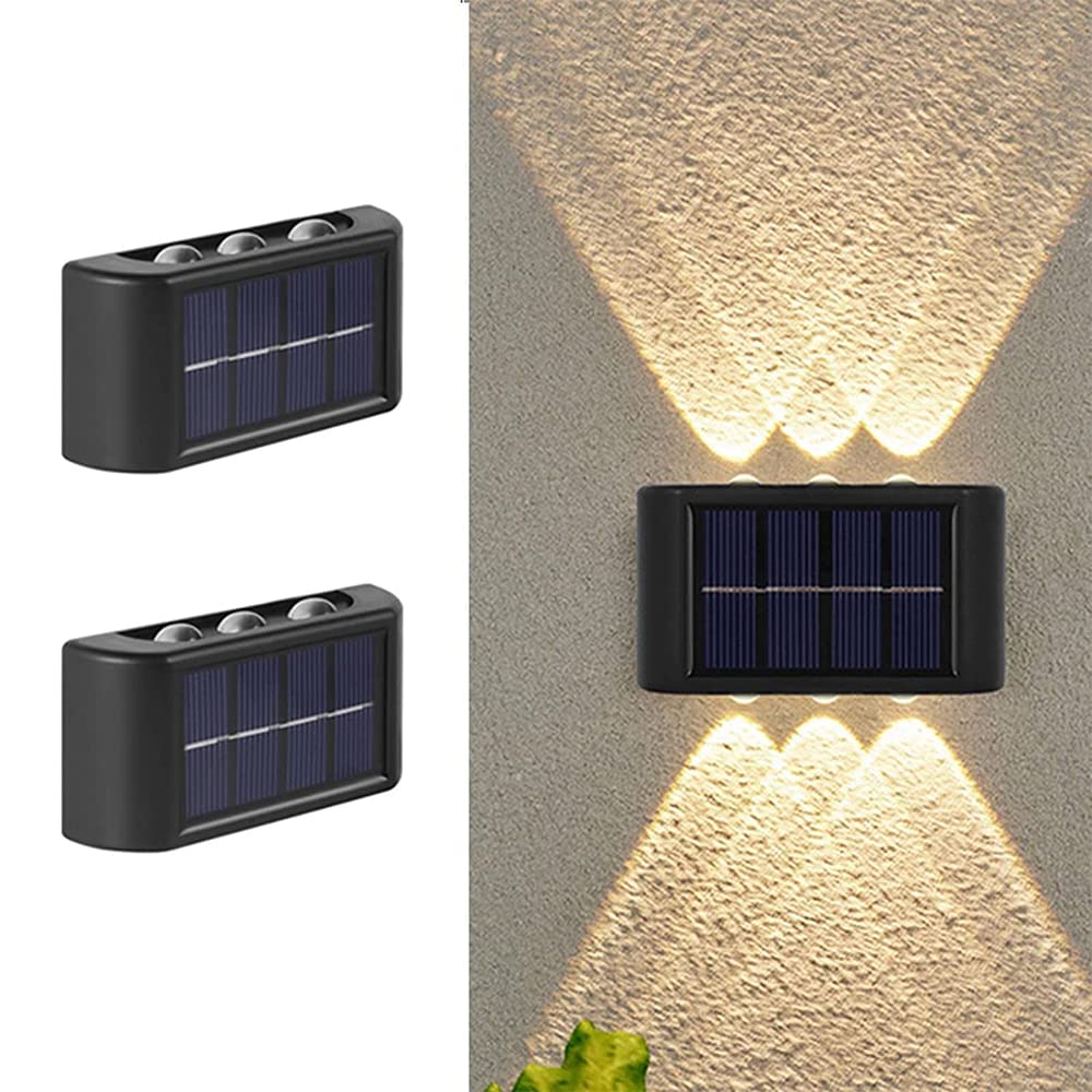 DMG TECH 2 Pack Solar Fence Lights,DMG LED Solar Wall Lights Outdoor,Waterproof Security Night Sensor Light for Pathway Porch Yard Garage Garden Fence Walkway Driveway