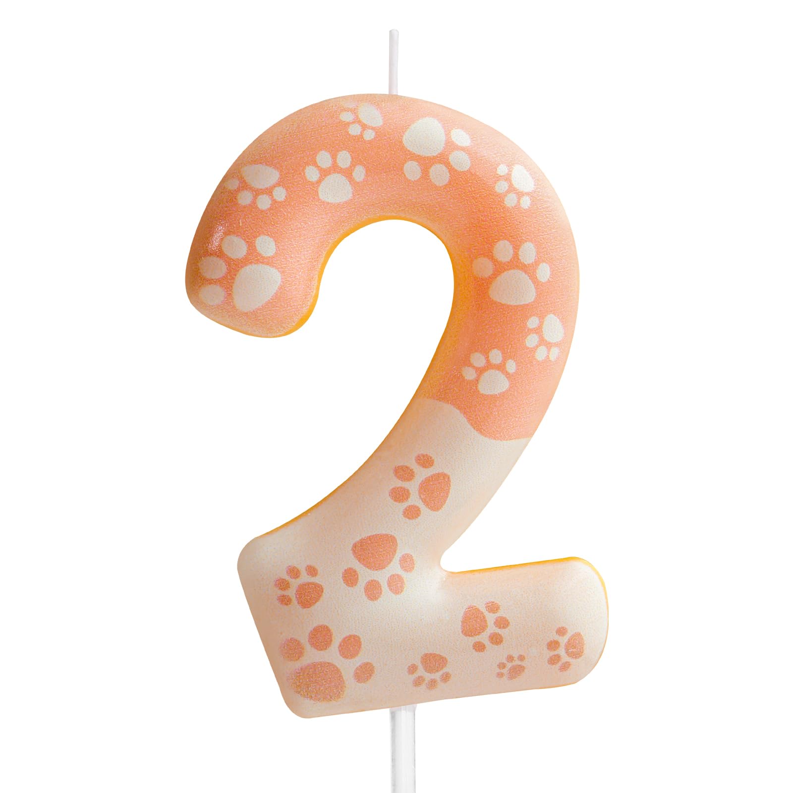 Dog Paw 2nd Birthday Candles Number 2 Candle Cake Cupcake Topper Dog Paw Print Themed Happy 2nd Birthday Cake Decorations for Boys Girls Dog Party Supplies Dog Paw Décor