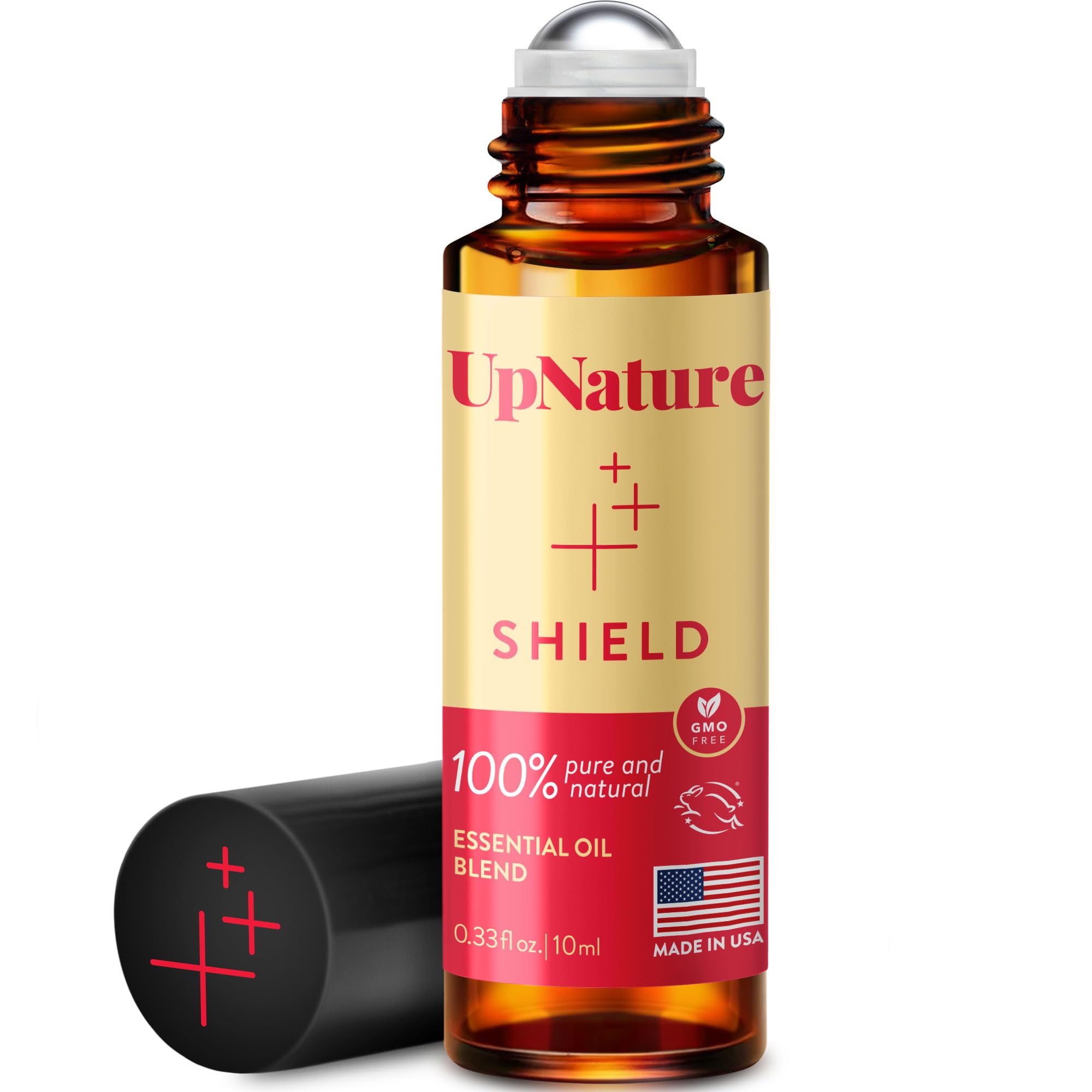 UpNature Shield Essential Oil Roll-On Thieves Oil Blend- Stocking Stuffer - Keep Immunity On Guard - Fight Germs - Relieve Cold & Cough Roller - Leak-Proof Rollerball - No Diffuser Needed