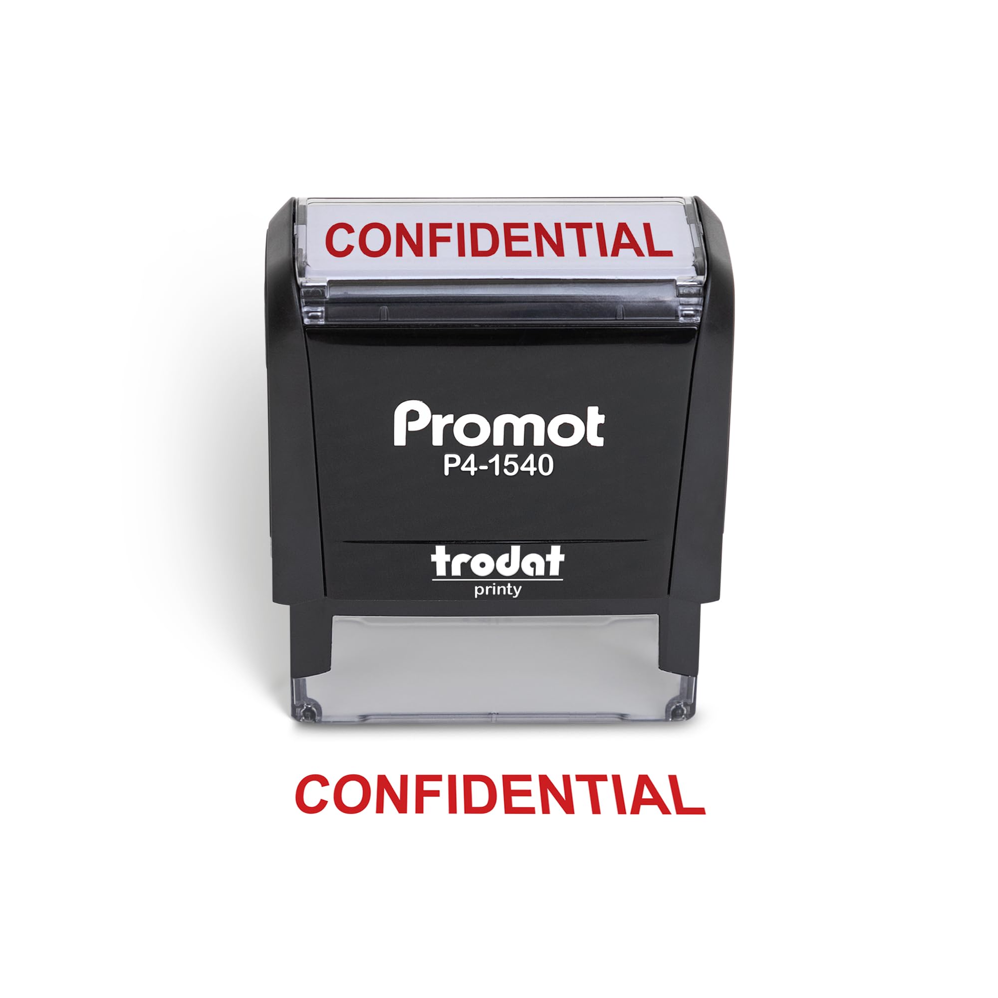 Promot Confidential Self Inking Rubber Stamp - Refillable Office Stamps - Business, Bookkeeping, Ordering, Accounting, Work, Notary Stamper - Red Ink