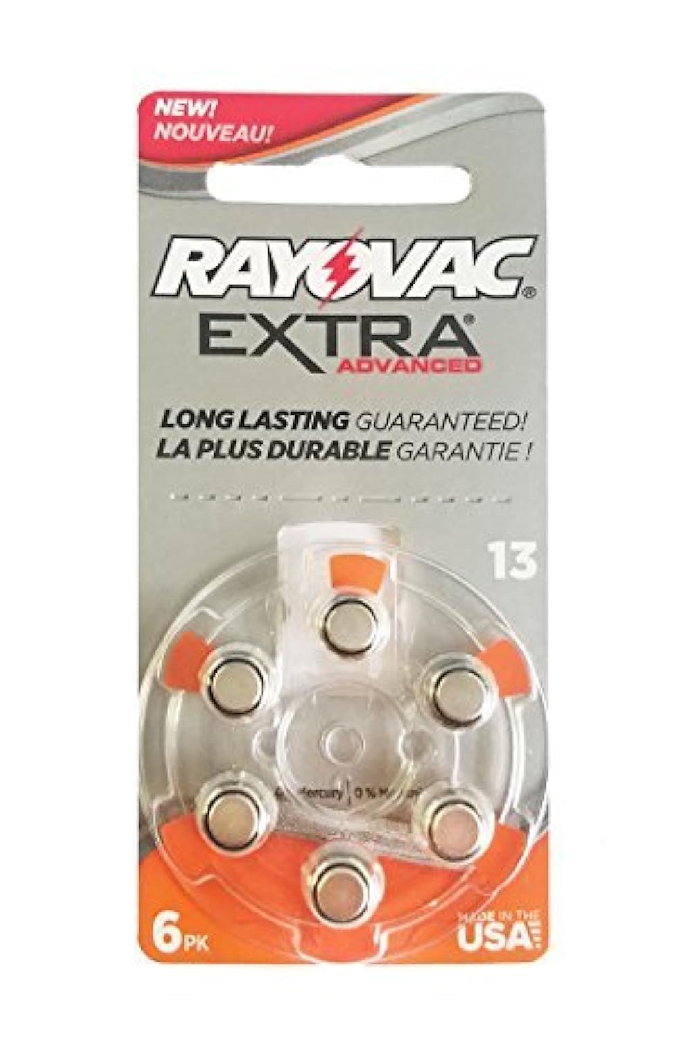 RayovacExtra Advanced, Size 13 Hearing Aid Battery, 60 Batteries