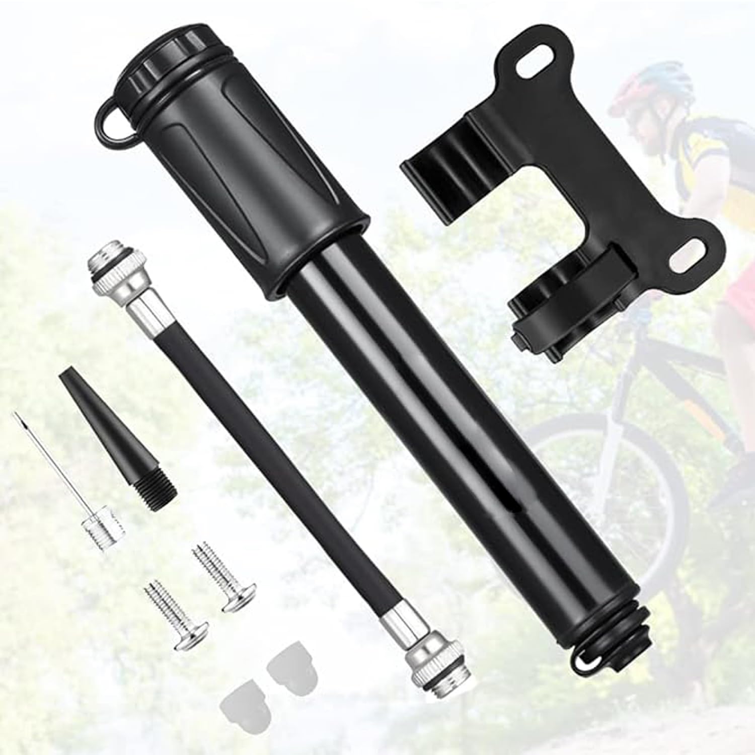 JOEBO Bike Pump, Portable Mini Bicycle Tire Pump,100 PSI / 80 PSI Bicycle Pump Super Fast Tyre Inflation Compatible with Universal Presta and Schrader Valve Bicycle Pump, Ball Pump Needle/Frame Mount